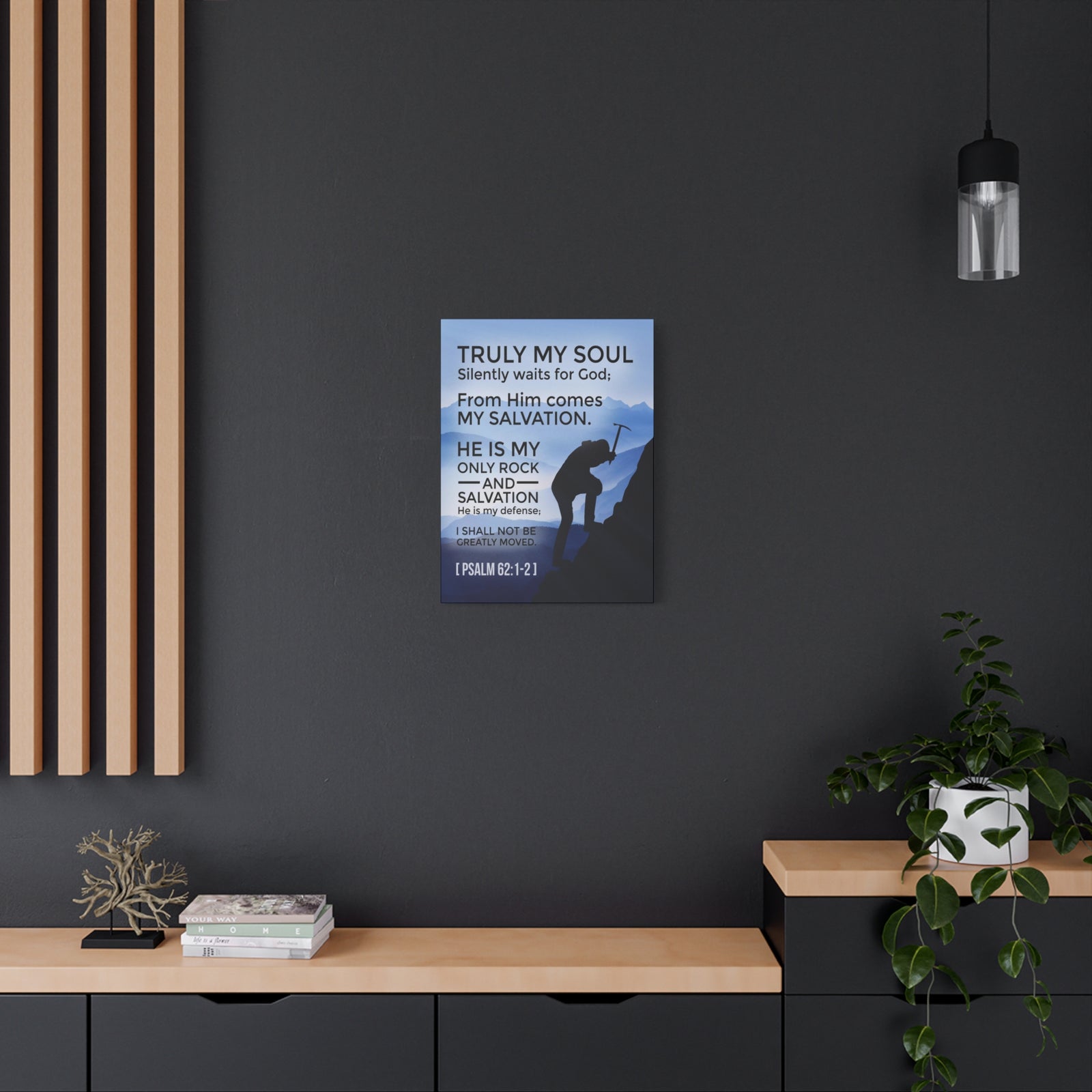 Scripture Canvas Rock And Salvation Psalm 62:1-2 Christian Wall Art Bible Verse Print Ready to Hang-Express Your Love Gifts