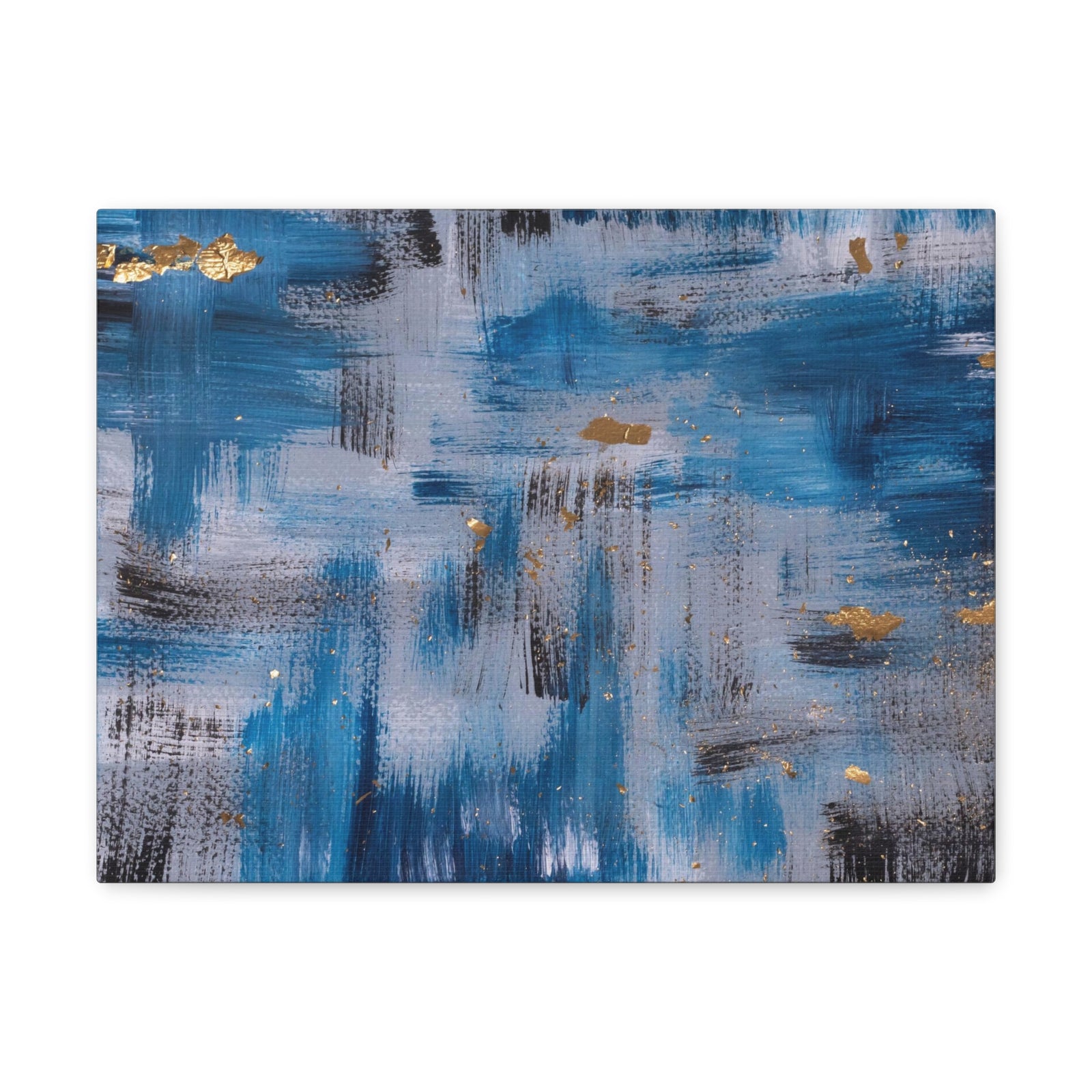Contemporary Art Abstract Acrylic Painting Hand Painted Blue Black Gold Canvas Wall Art for Home Decor Ready-to-Hang-Express Your Love Gifts