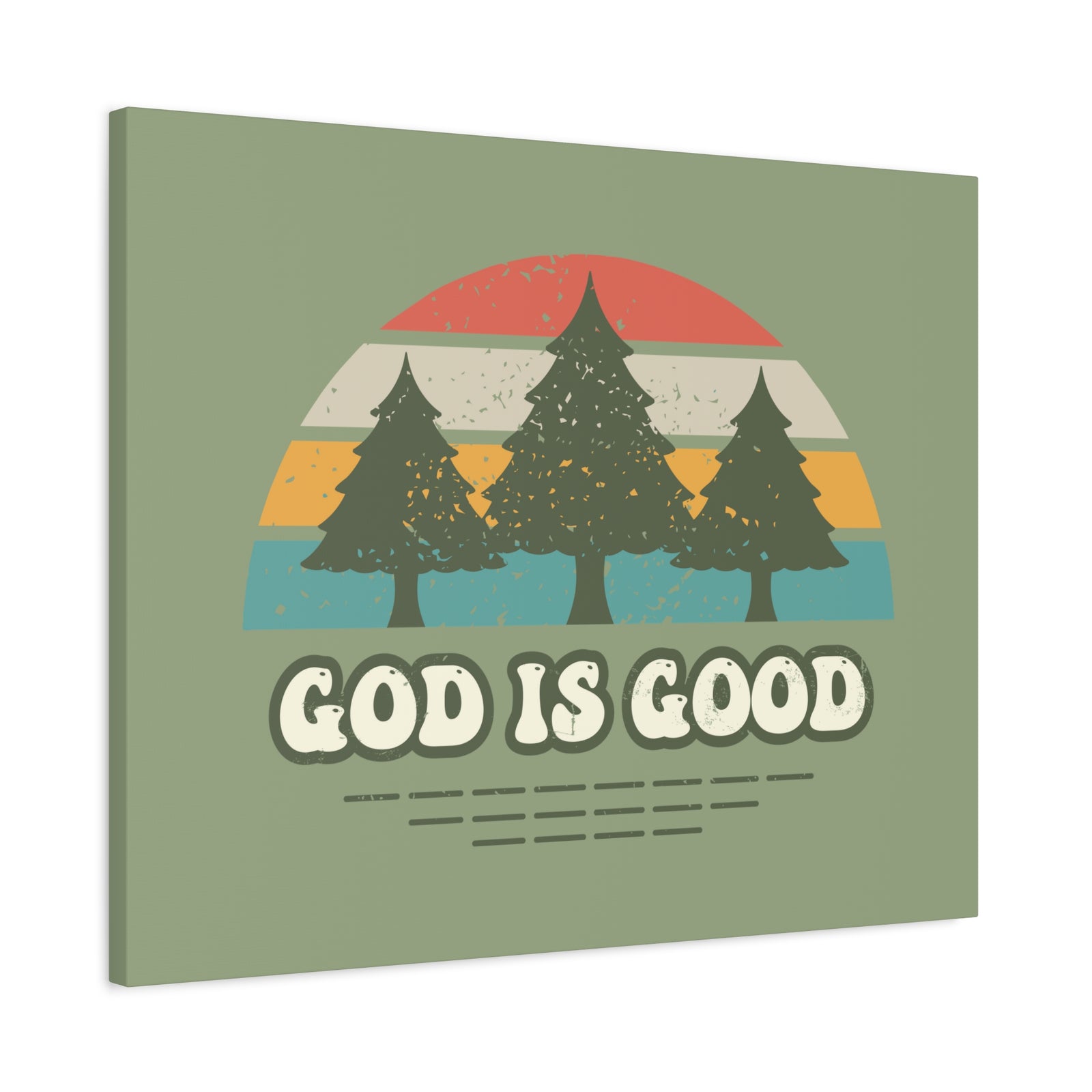 Scripture Canvas God Is Good Psalm 100:5 Three Trees Christian Wall Art Bible Verse Print Ready to Hang-Express Your Love Gifts
