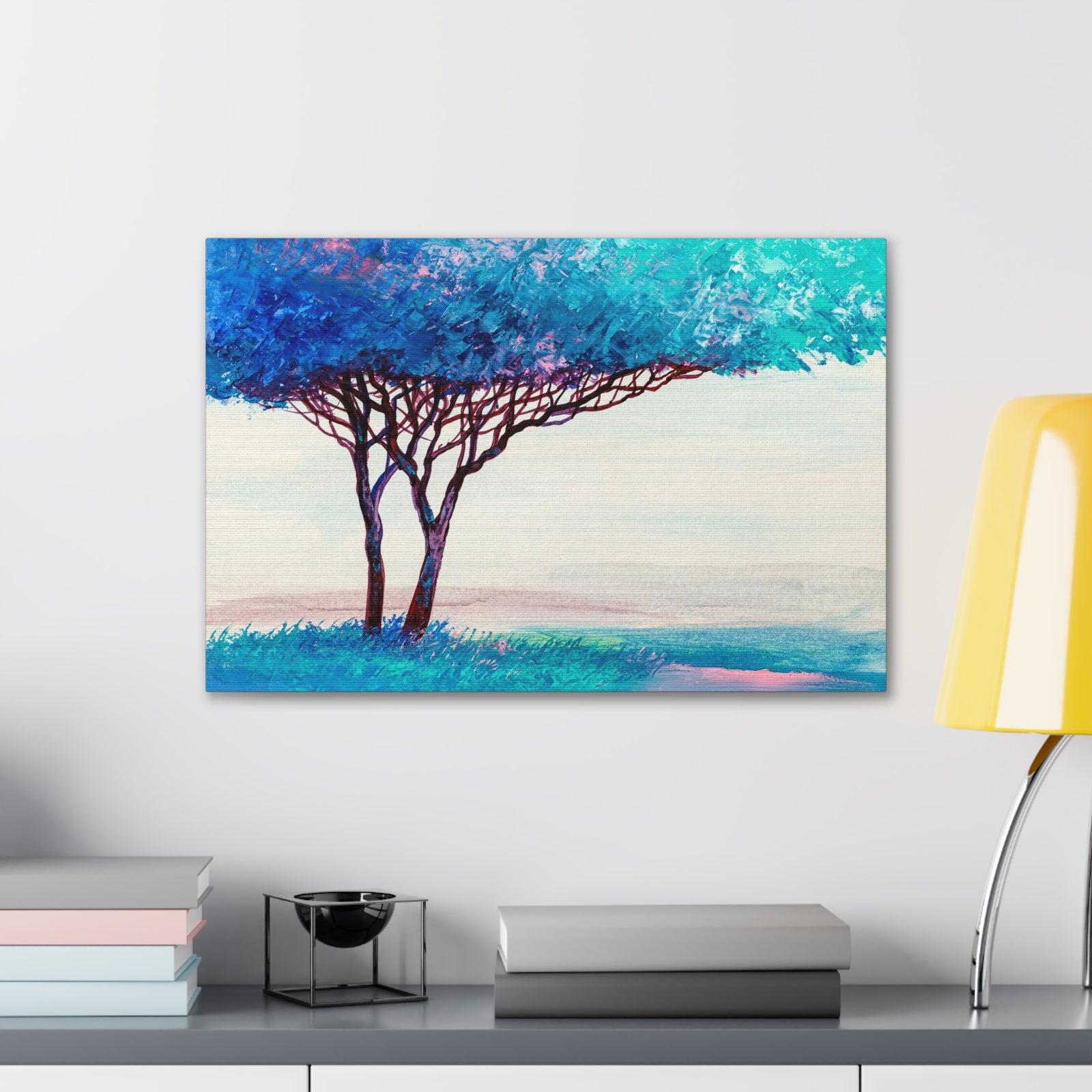 Oil Painting Landscape Abstract Tree Hand Painted Contemporary Art Canvas Wall Art for Home Decor Ready-to-Hang-Express Your Love Gifts