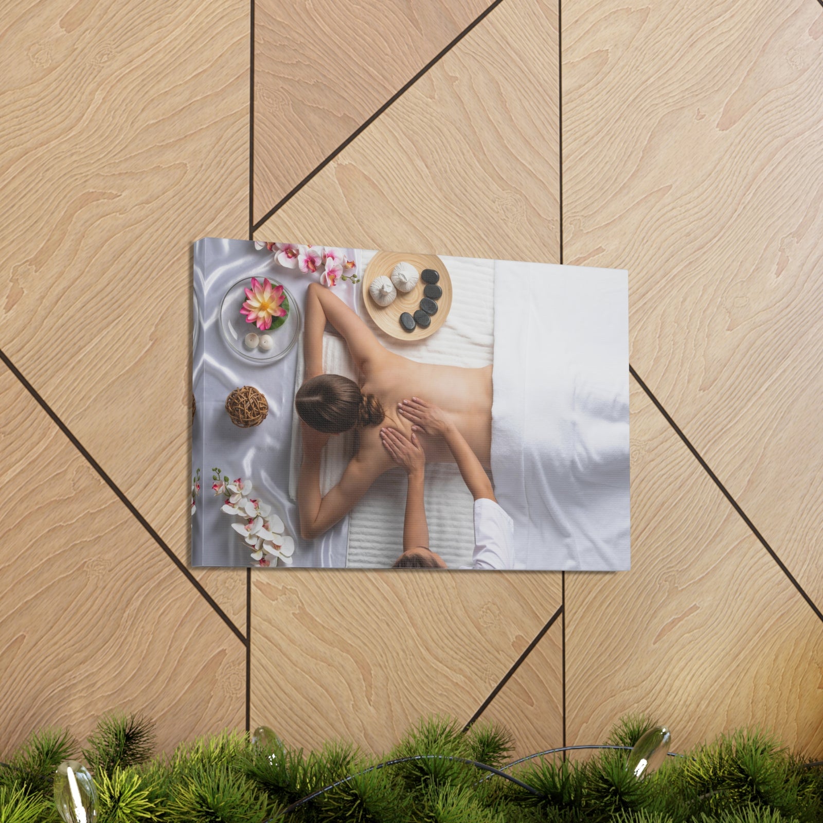 Woman Spa Massage Forest Floral Nature Photography Canvas Wall Art for Home Decor Ready-to-Hang-Express Your Love Gifts