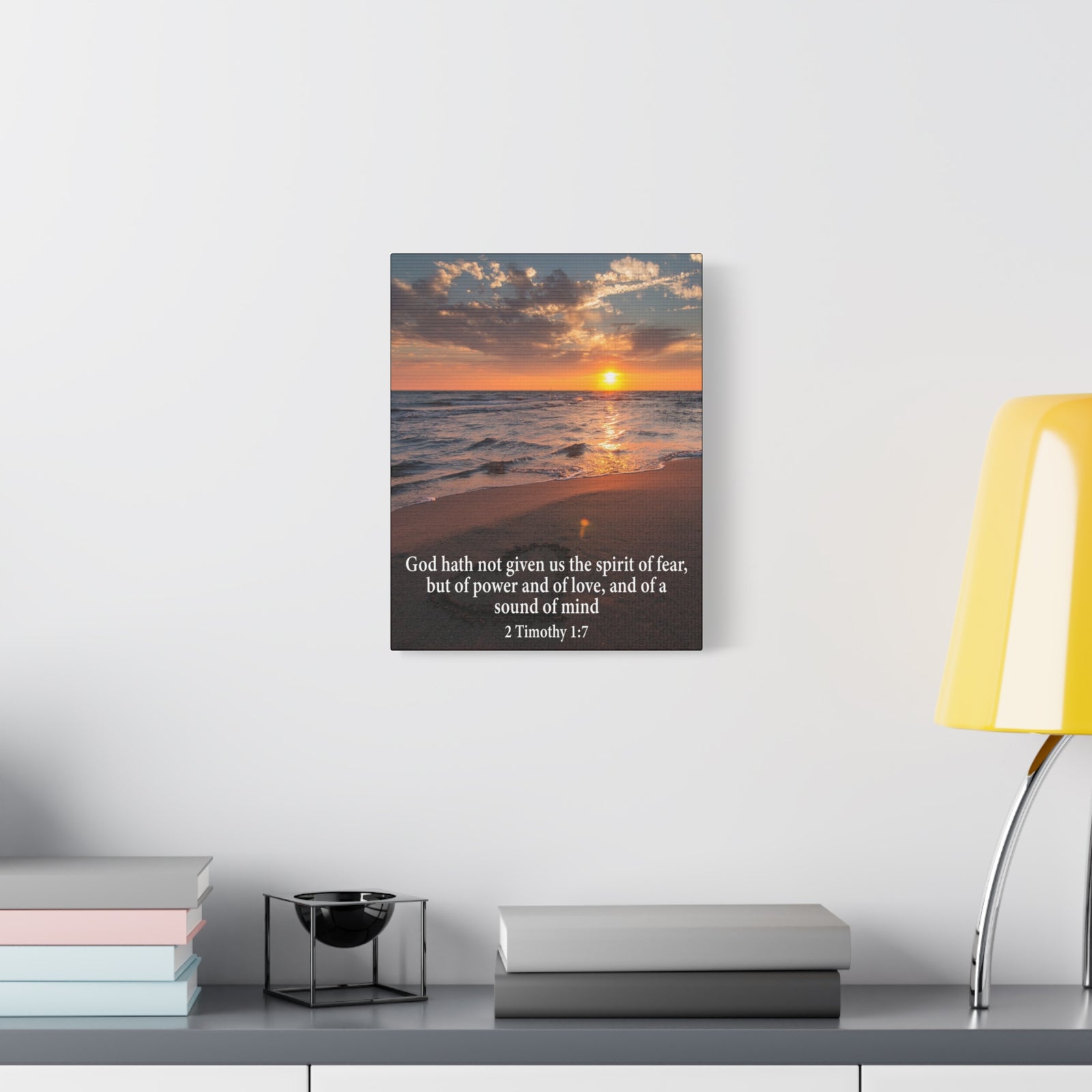 Scripture Canvas No Fear 2 Timothy 1:7 Christian Wall Art Bible Verse Print Ready to Hang-Express Your Love Gifts
