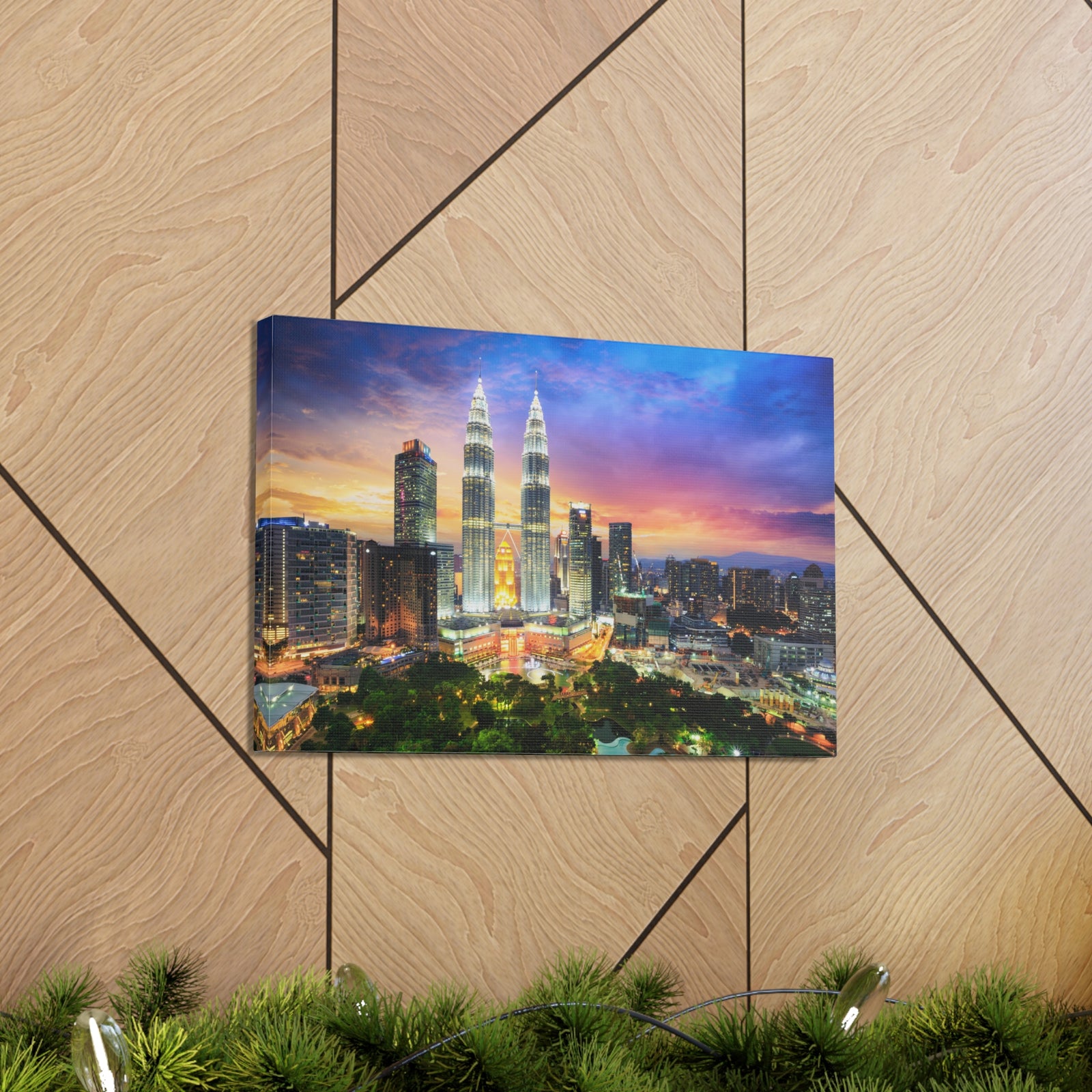 Kuala Lumpur Night Skyline Canvas Artwork High-Quality Breathtaking Stunning Cityscape for Home Decor Ready to Hang-Express Your Love Gifts