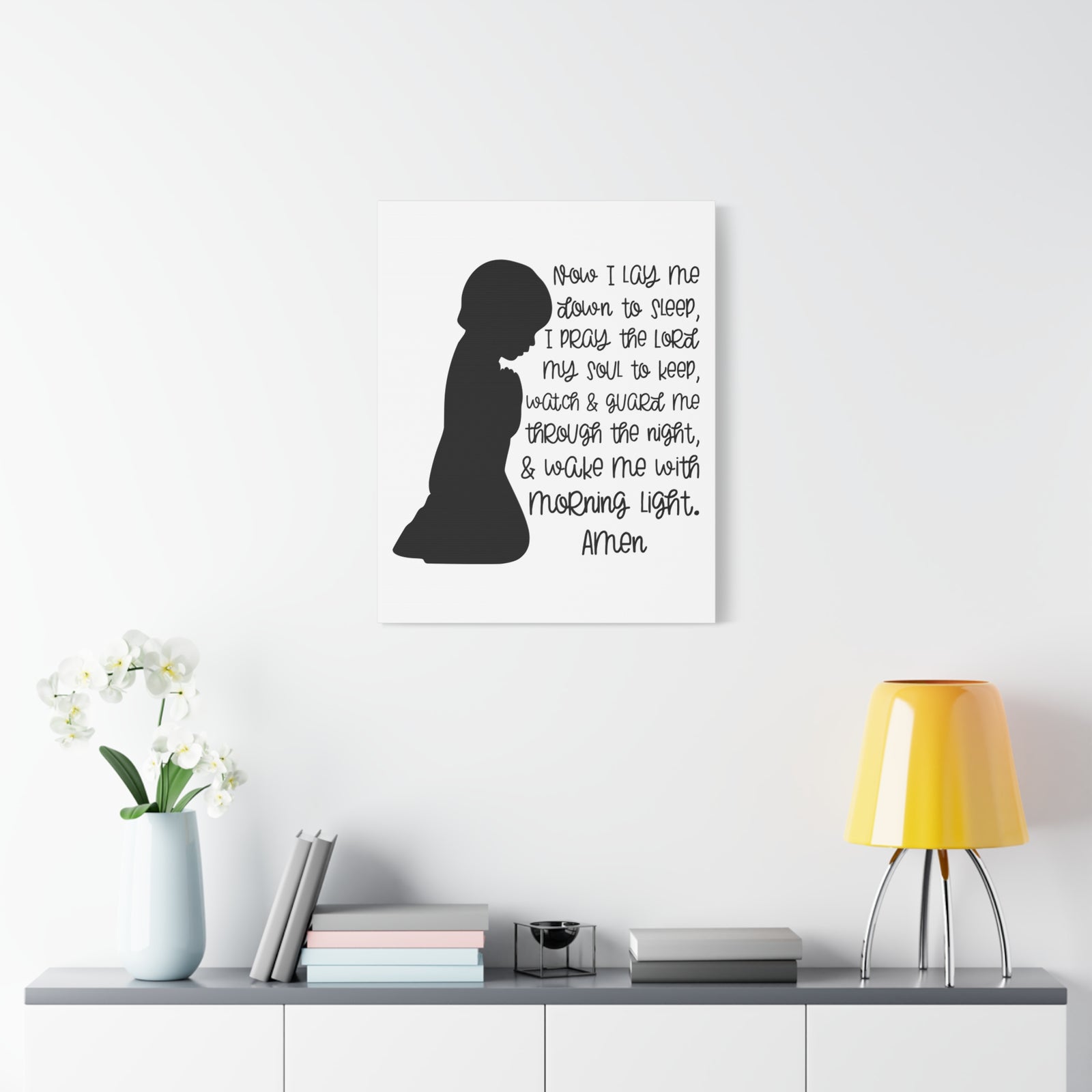 Scripture Canvas Wake Me With Morning Psalms 4:8 Christian Wall Art Print Ready to Hang-Express Your Love Gifts