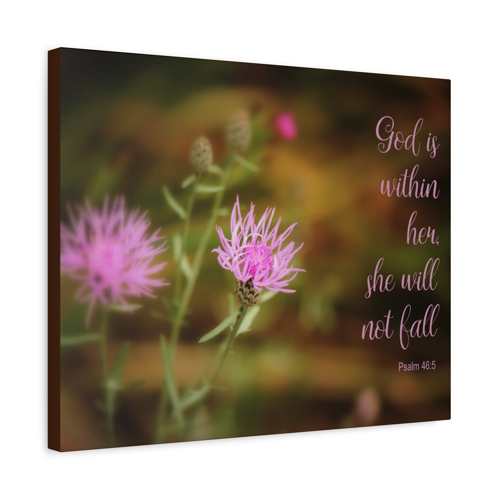 Scripture Canvas God Is Within Her Psalm 46:5 Flower Christian Wall Art Bible Verse Print Ready to Hang-Express Your Love Gifts