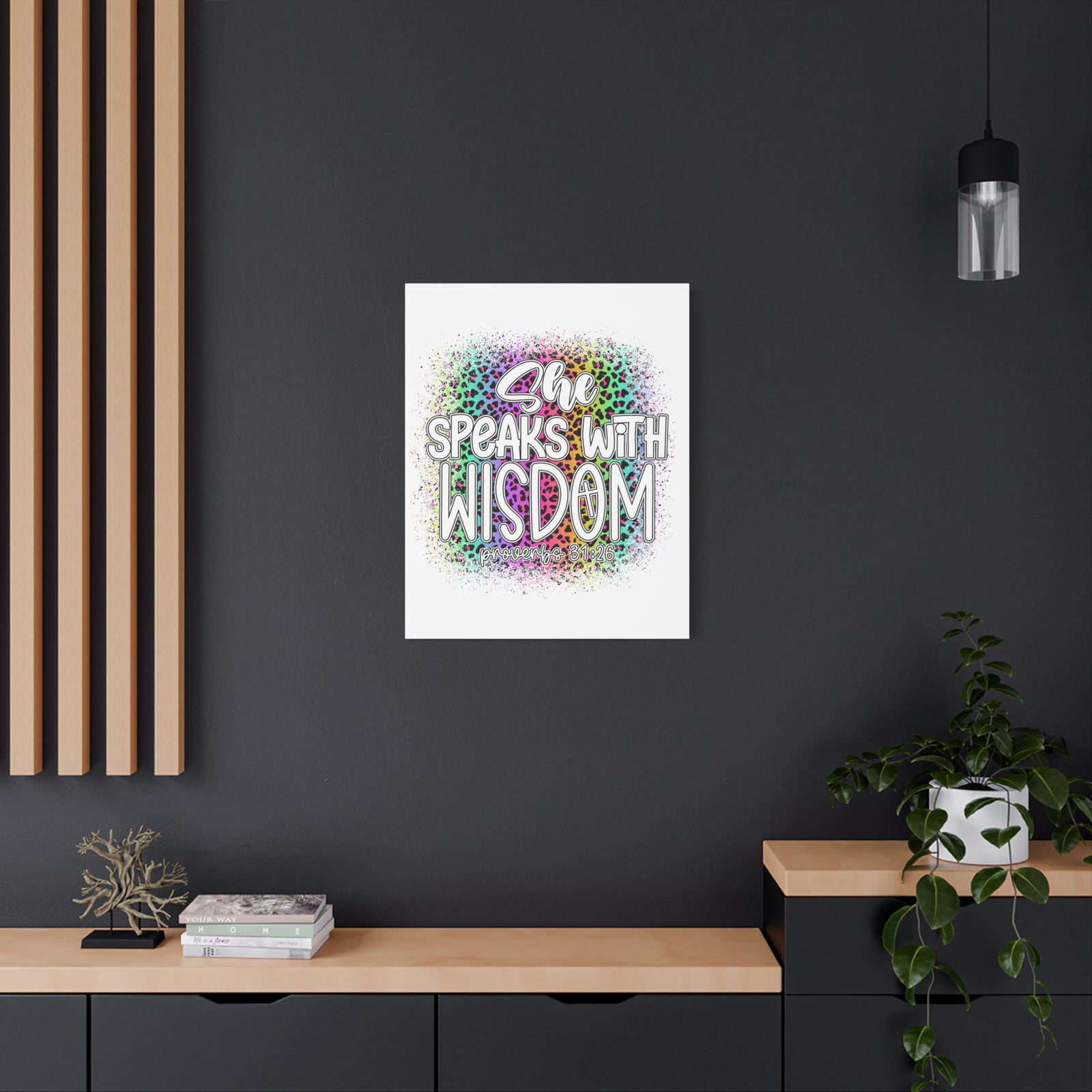 Scripture Walls Proverbs 31:26 She Speaks With Wisdom Colorful Bible Verse Canvas Christian Wall Art Ready to Hang Unframed-Express Your Love Gifts
