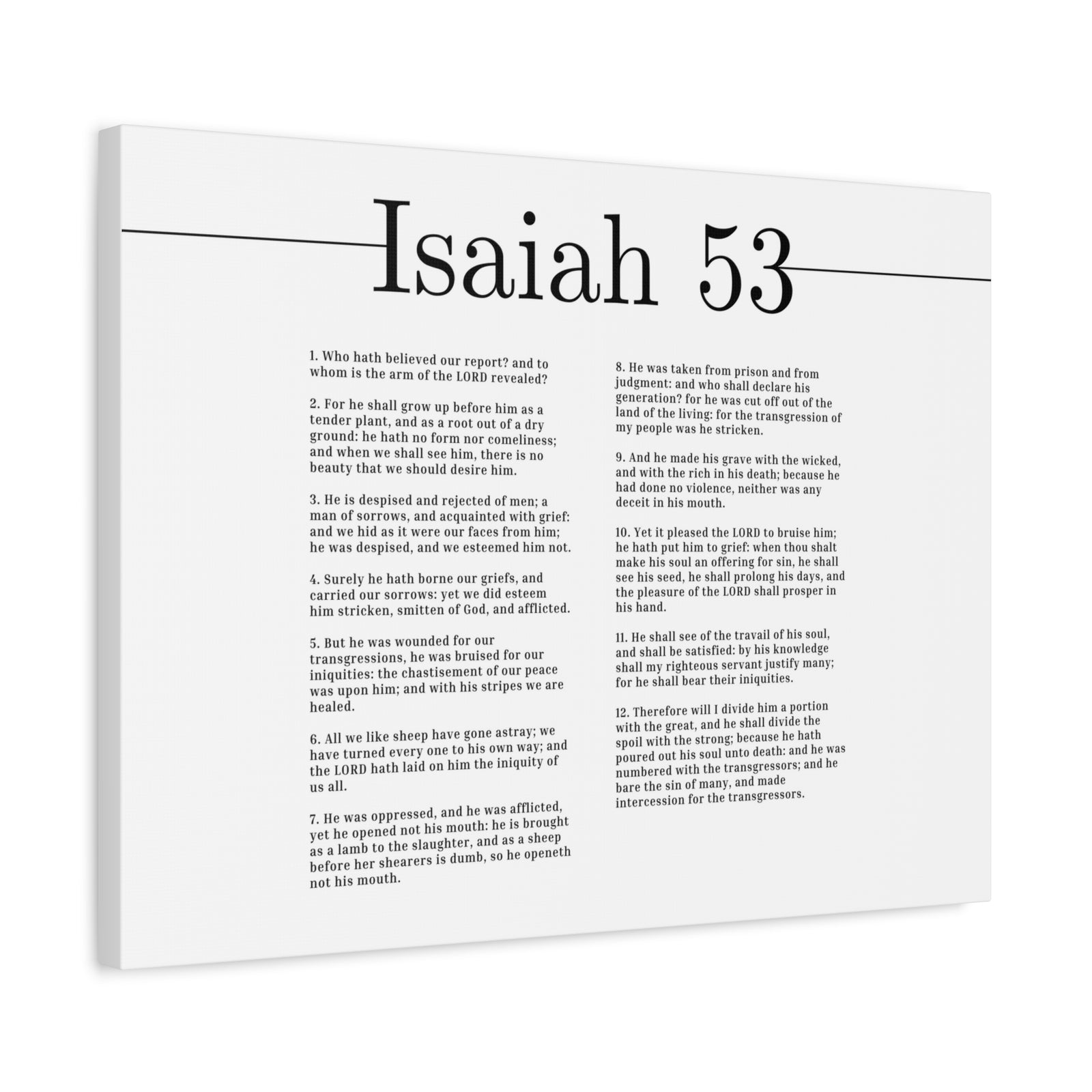 Scripture Canvas Prophecy Of Jesus White Isaiah 53 Christian Wall Art Bible Verse Print Ready to Hang-Express Your Love Gifts