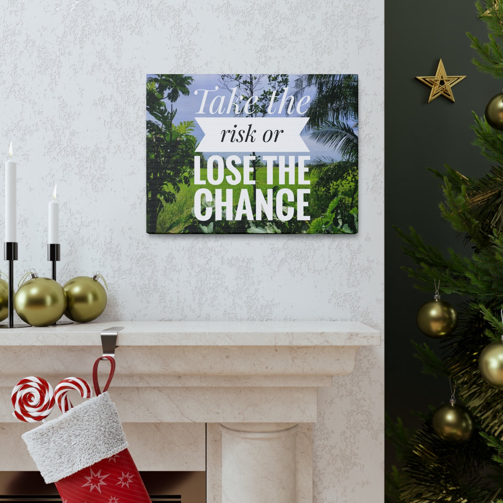Inspirational Quote Canvas Take The Risk Or Lose The Change Wall Art Motivational Motto Inspiring Prints Artwork Decor Ready to Hang-Express Your Love Gifts