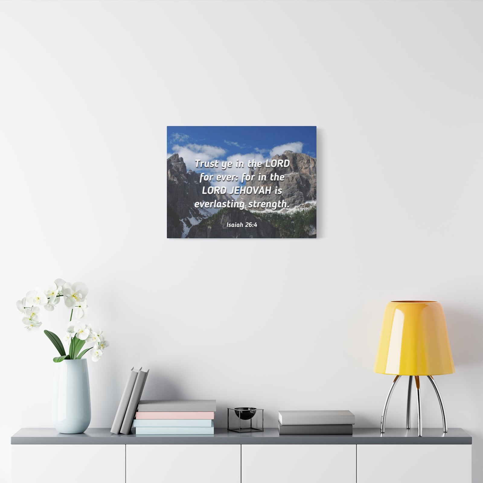 Scripture Canvas Everlasting Strength Isaiah 26:4 Christian Wall Art Bible Verse Print Ready to Hang-Express Your Love Gifts