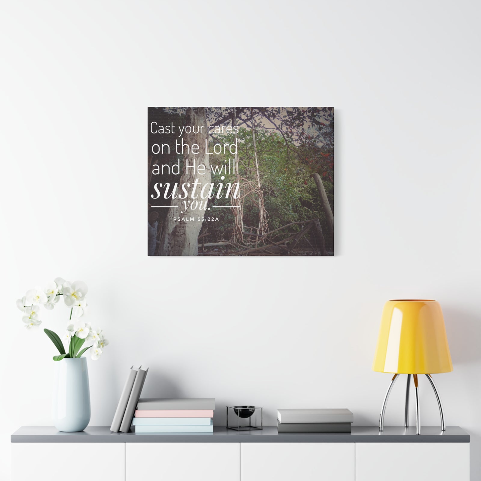 Scripture Walls He Will Sustain You Psalm 55:22 Bible Verse Canvas Christian Wall Art Ready to Hang-Express Your Love Gifts