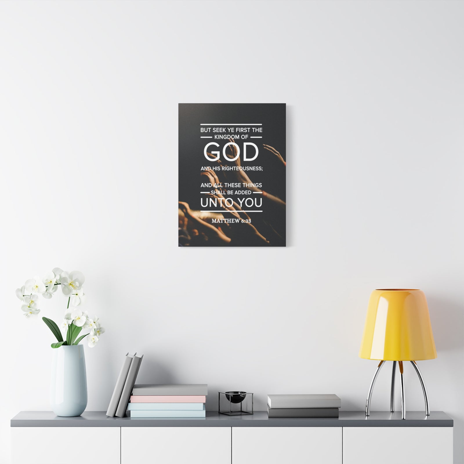 Scripture Canvas Kingdom of God Matthew 6:33 Christian Wall Art Bible Verse Print Ready to Hang-Express Your Love Gifts