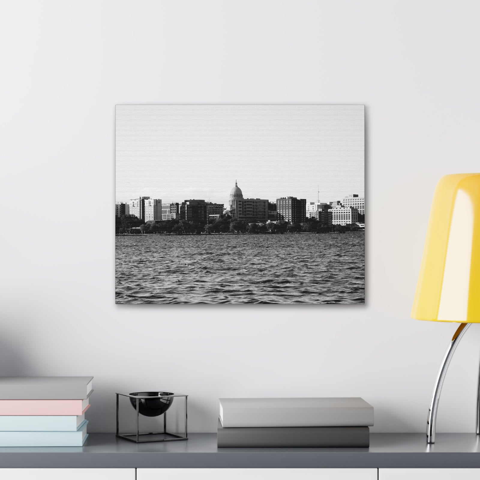Madison Black White Skyline Canvas Artwork High-Quality Breathtaking Stunning Cityscape for Home Decor Ready to Hang-Express Your Love Gifts