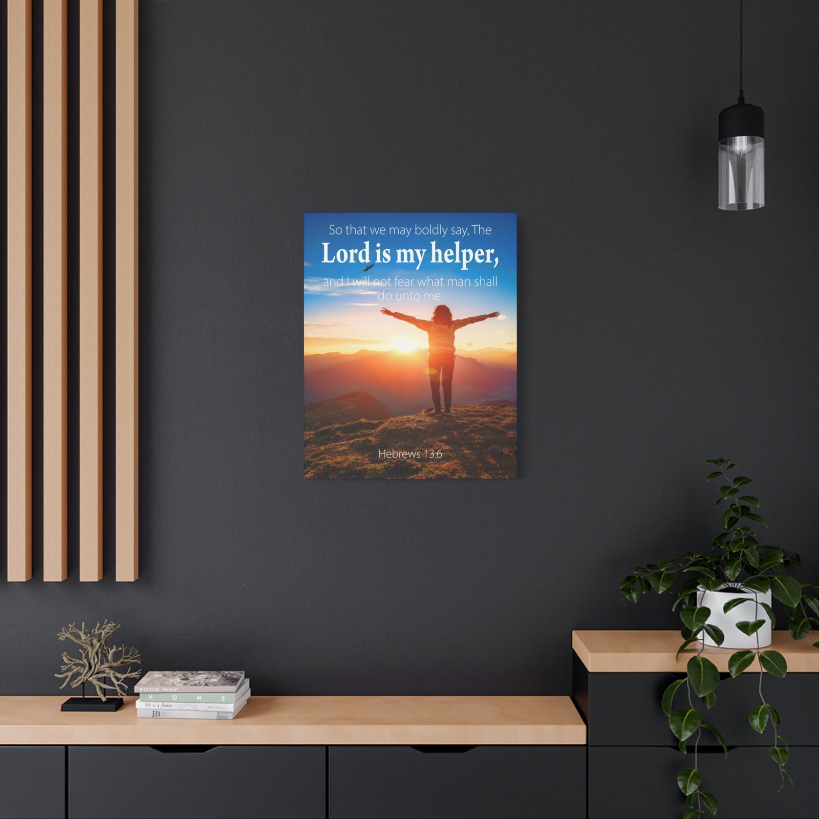 Scripture Walls Lord is My Helper Hebrews 13:6 Bible Verse Canvas Christian Wall Art Ready to Hang Unframed-Express Your Love Gifts