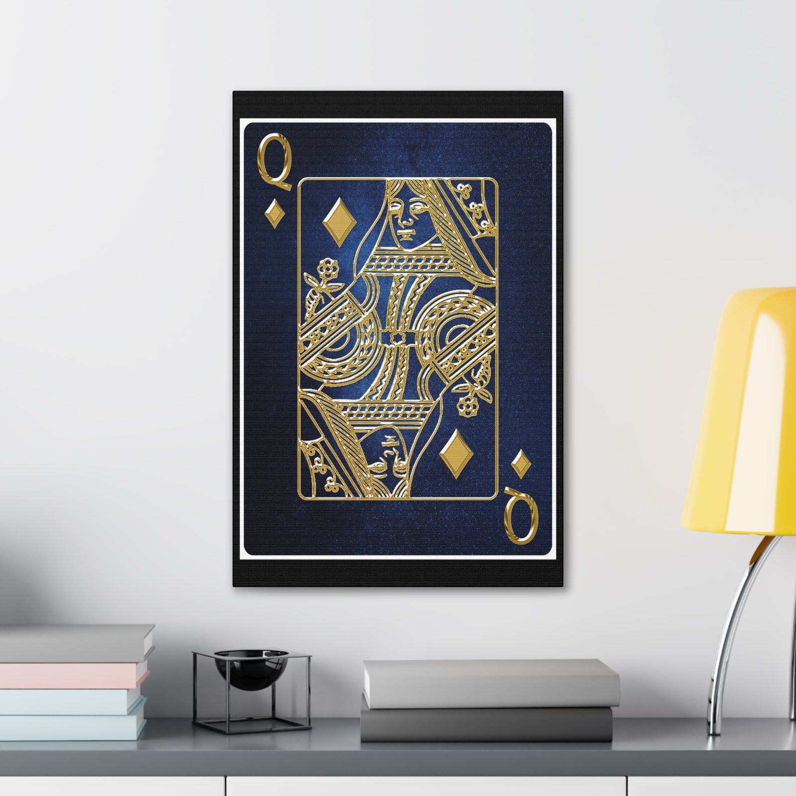 Queen Of Diamonds Space Background Playing Card Canvas Wall Art for Home Decor Ready-to-Hang-Express Your Love Gifts
