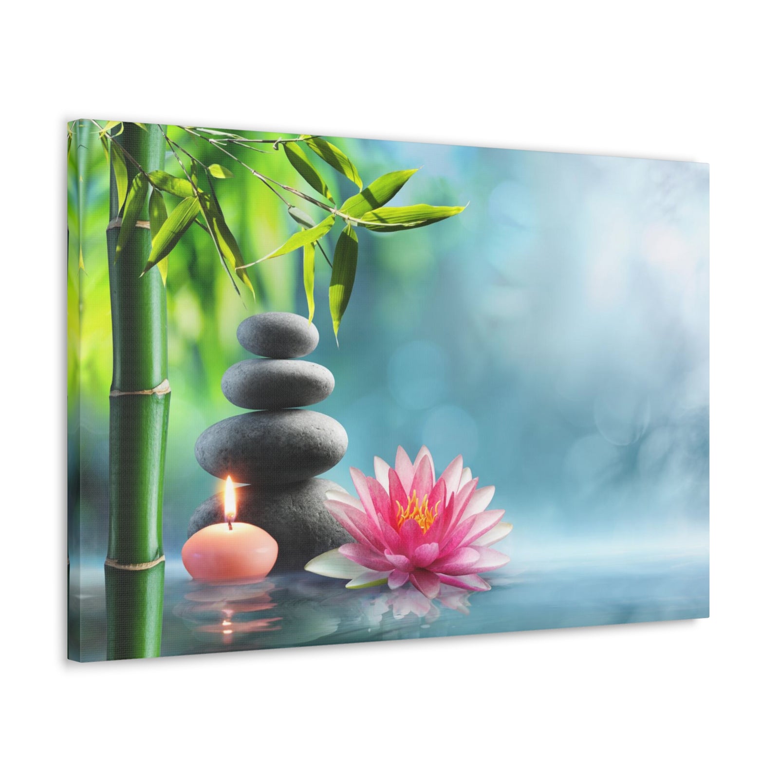 Massage Stones and Waterlily Forest Floral Nature Photography Canvas Wall Art for Home Decor Ready-to-Hang-Express Your Love Gifts