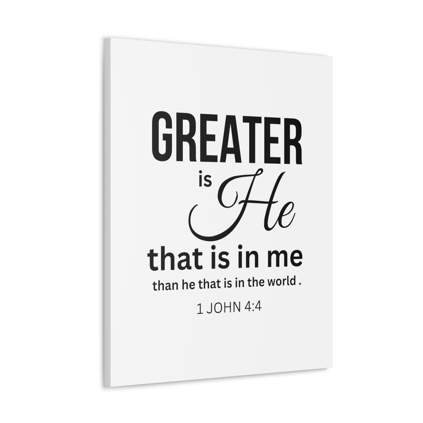 Scripture Walls 1 John 4:4 Greater is He Bible Verse Canvas Christian Wall Art Ready to Hang Unframed-Express Your Love Gifts