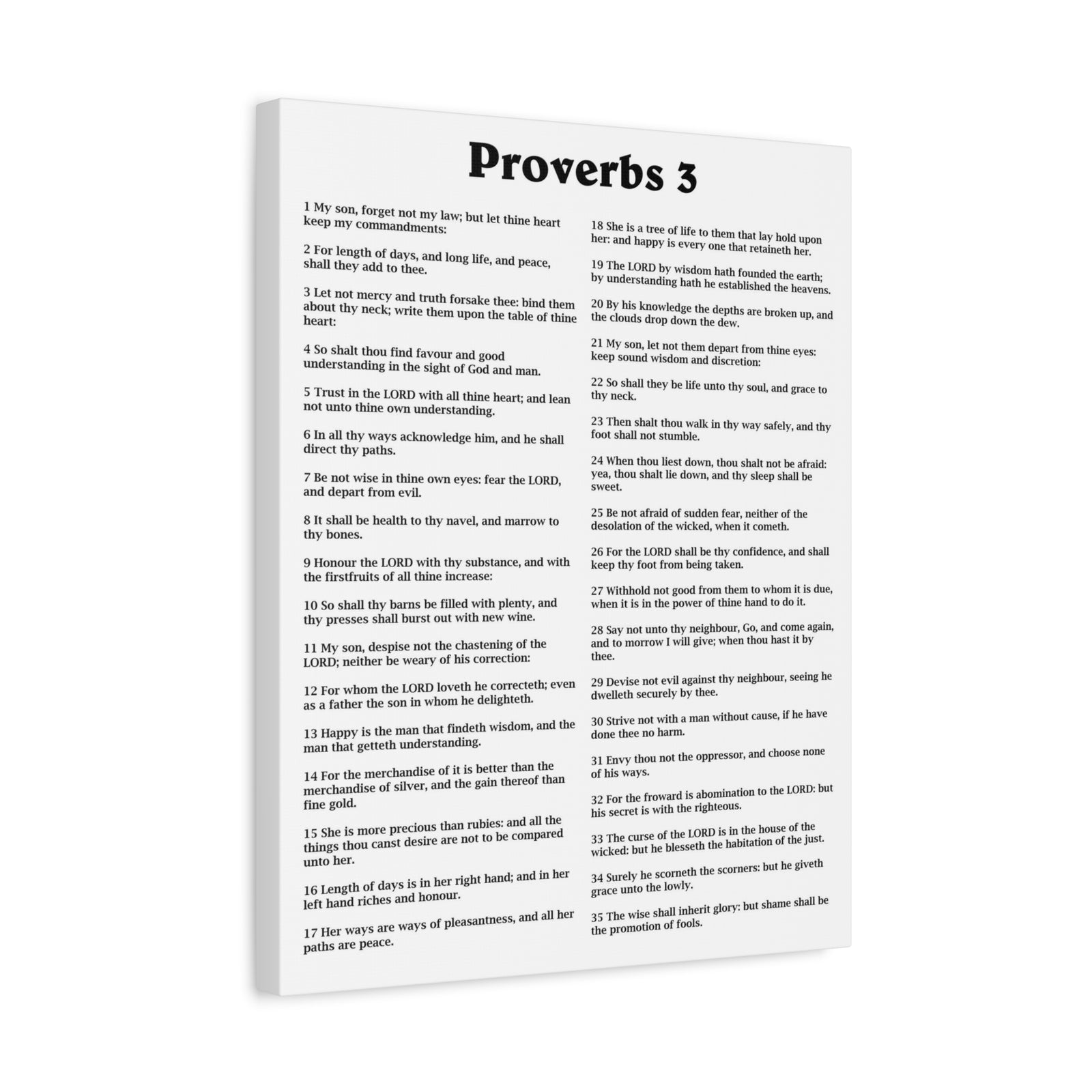 Scripture Walls Proverbs Chapter 3 White Bible Canvas Christian Wall Art Ready to Hang Unframed-Express Your Love Gifts
