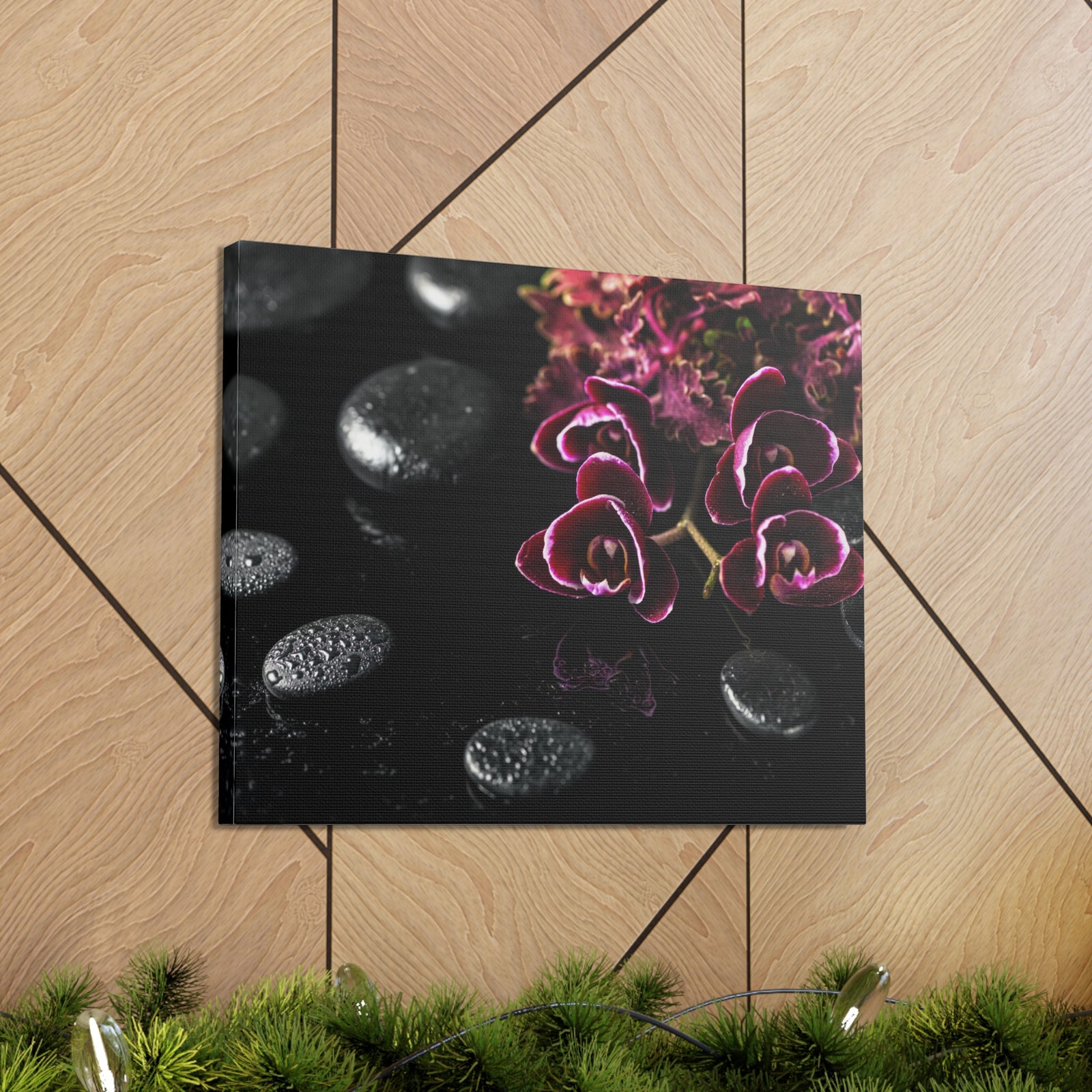 Dark Cherry Orchid Forest Floral Nature Photography Canvas Wall Art for Home Decor Ready-to-Hang-Express Your Love Gifts