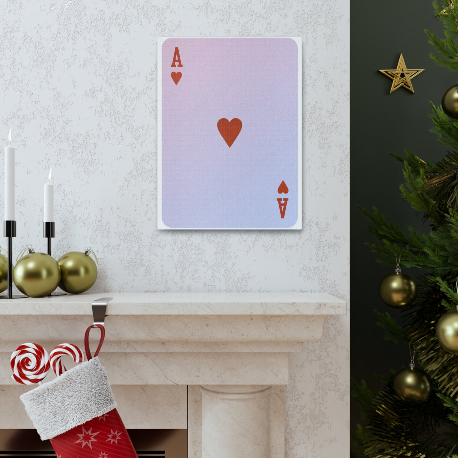 Ace Of Hearts Playing Card Canvas Wall Art for Home Decor Ready-to-Hang-Express Your Love Gifts