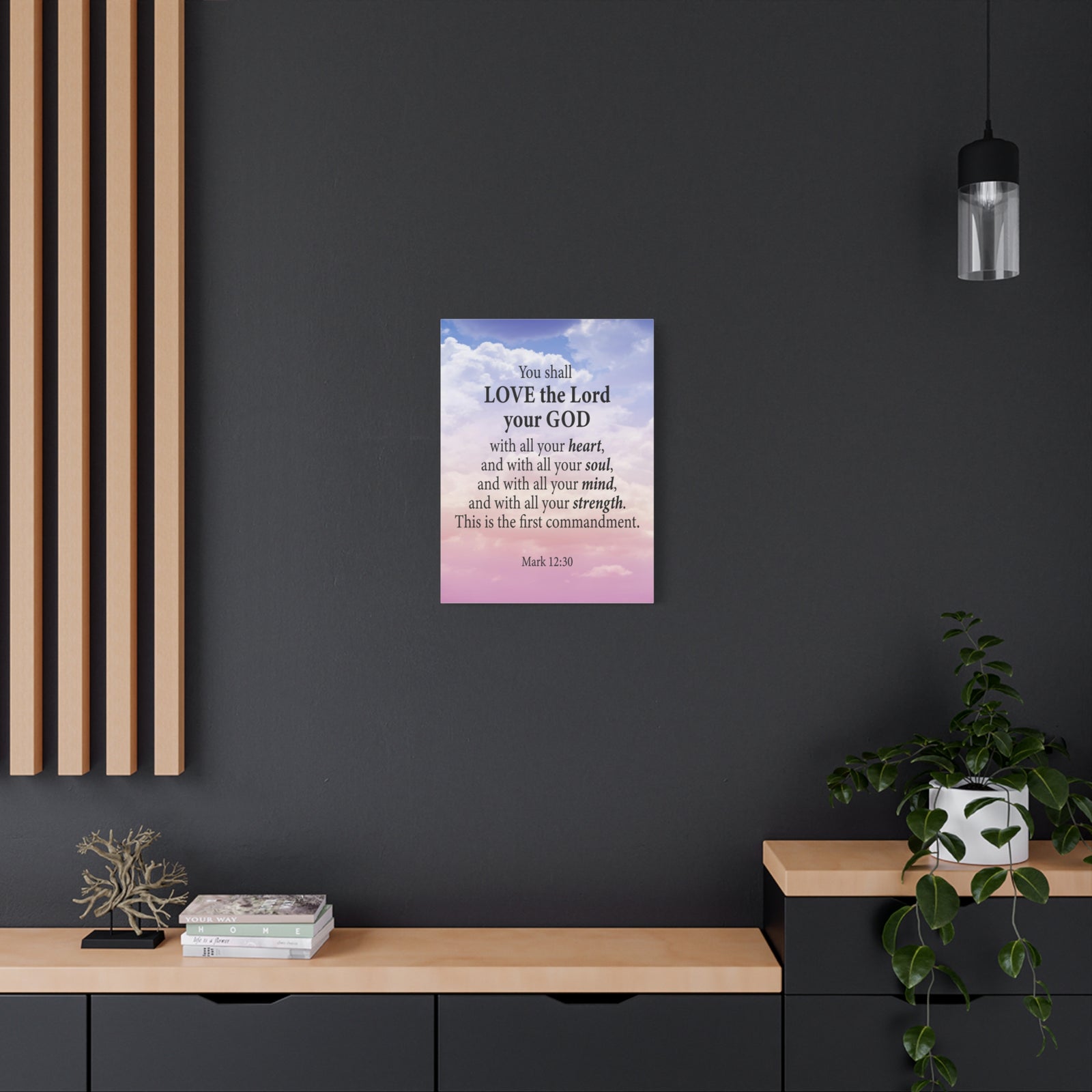 Bible Verse Canvas Love the Lord With All Your Heart Mark 12:30 Wall Art Christian Home Decor-Express Your Love Gifts