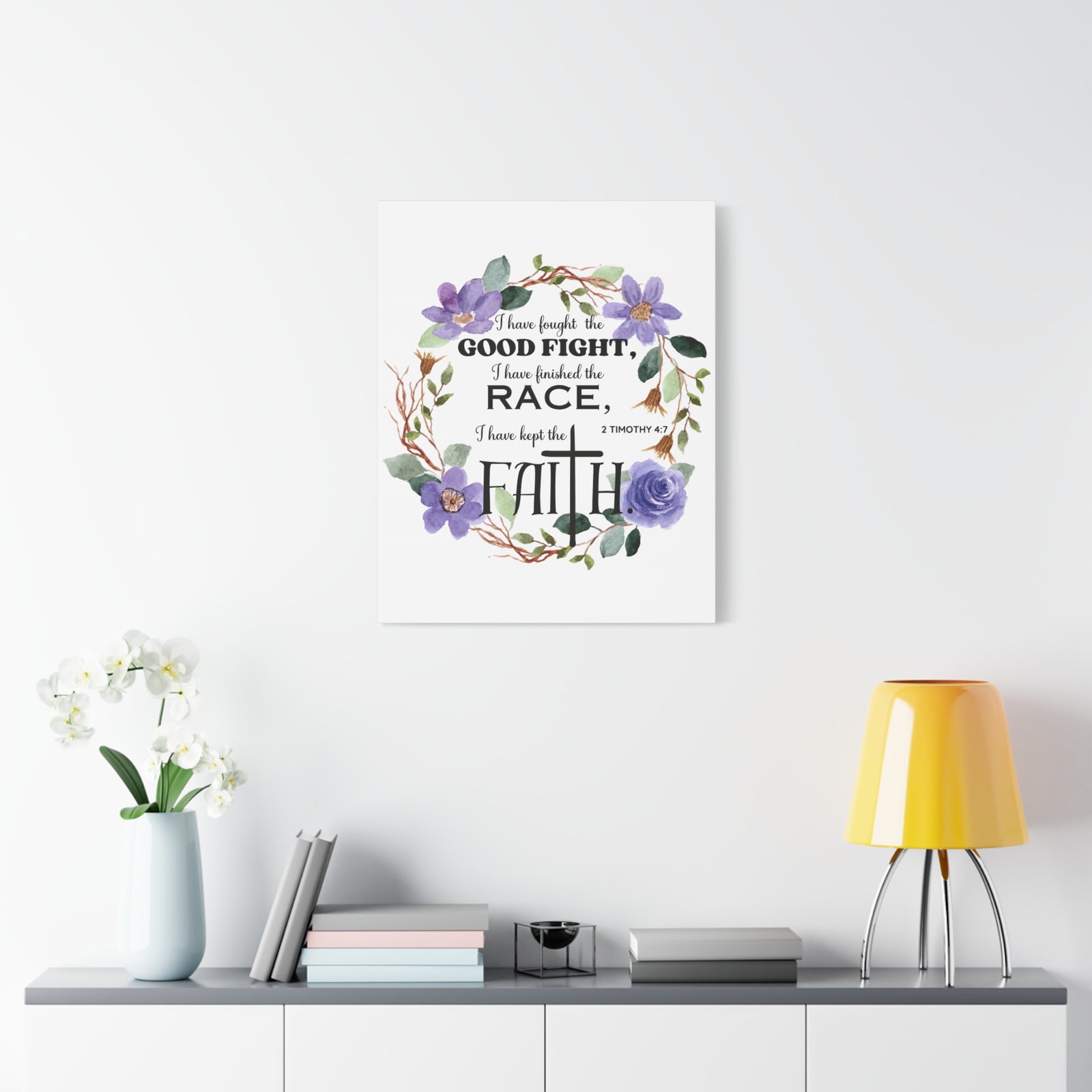 Scripture Walls 2 Timothy 4:7 Good Fight Bible Verse Canvas Christian Wall Art Ready to Hang Unframed-Express Your Love Gifts