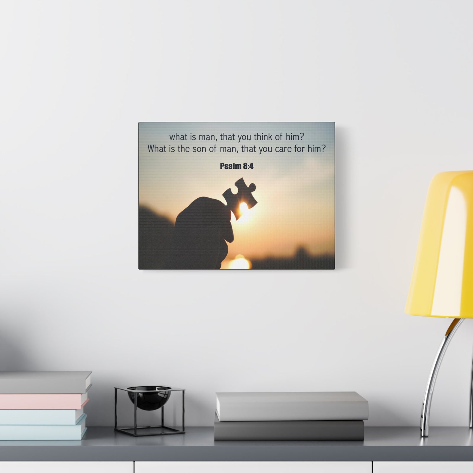 Scripture Canvas What is Man Psalm 8:4 Christian Wall Art Bible Verse Print Ready to Hang-Express Your Love Gifts