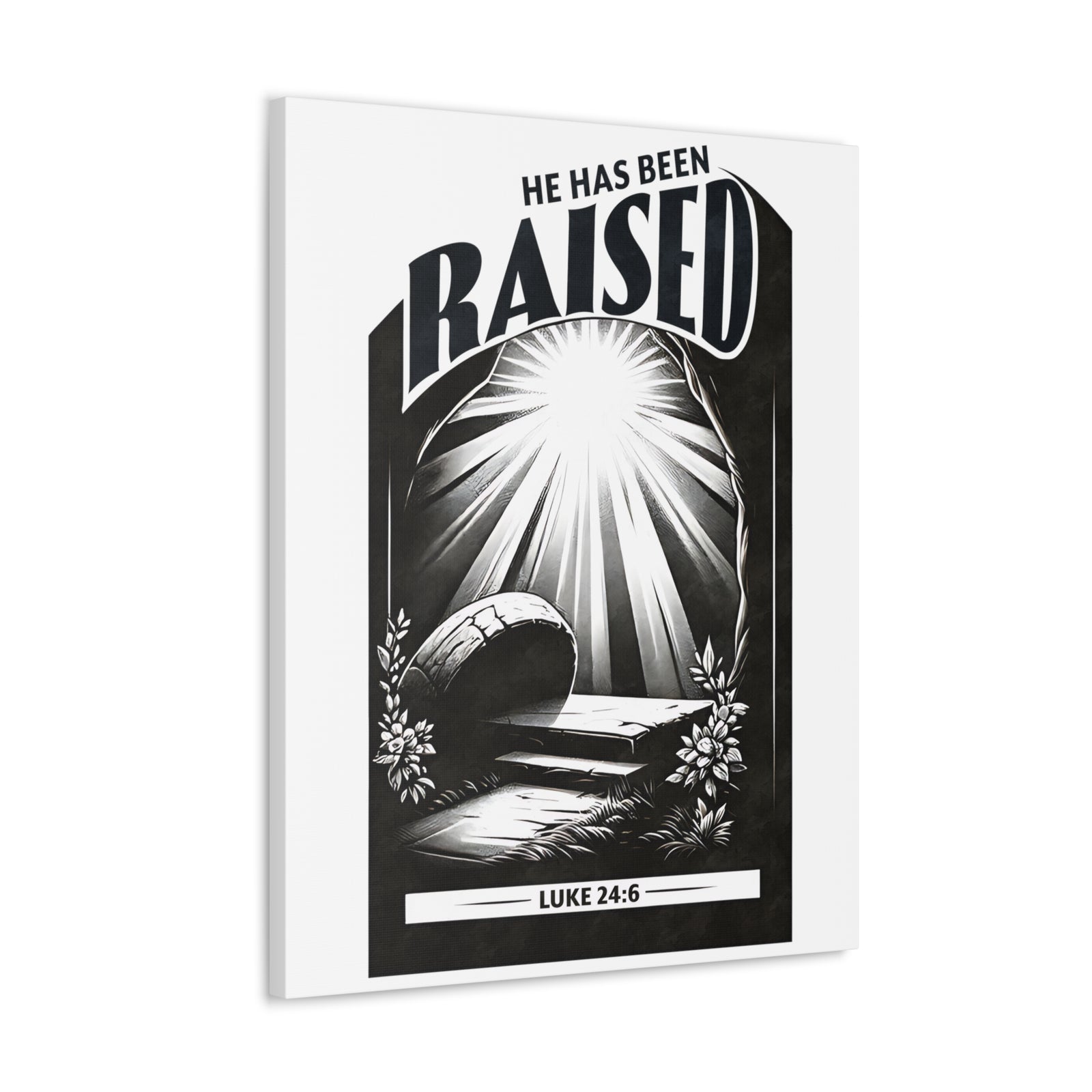 Scripture Walls Luke 24:6 He Has Been Raised Bible Verse Canvas Christian Wall Art Ready to Hang Unframed-Express Your Love Gifts