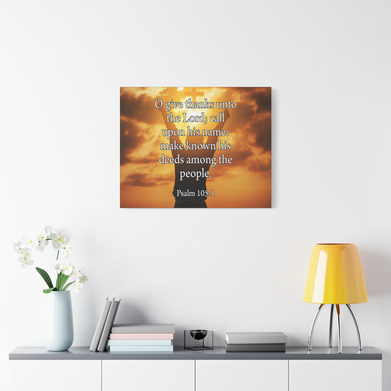 Bible Verse Canvas Give Thanks Unto the Lord Psalm 105:1Christian Home Decor Scripture Art-Express Your Love Gifts