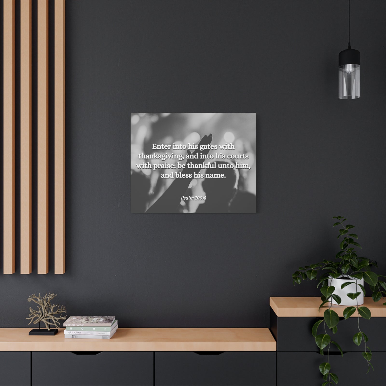 Scripture Canvas Bless His Name Psalms 100:4 Christian Wall Art Bible Verse Print Ready to Hang-Express Your Love Gifts
