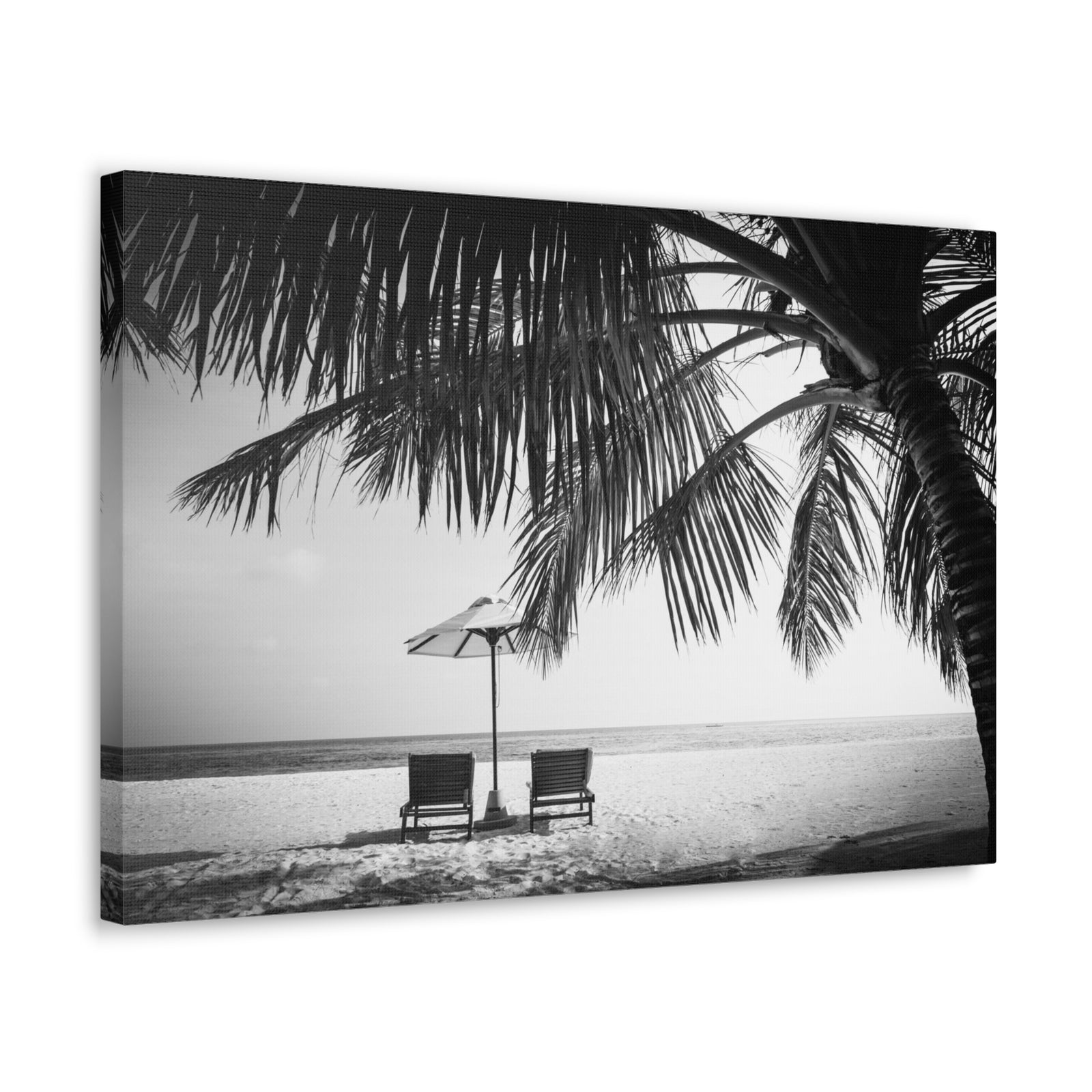 Perfect Black White Beach Scene Ocean Canvas Wall Art for Home Decor Ready-to-Hang-Express Your Love Gifts