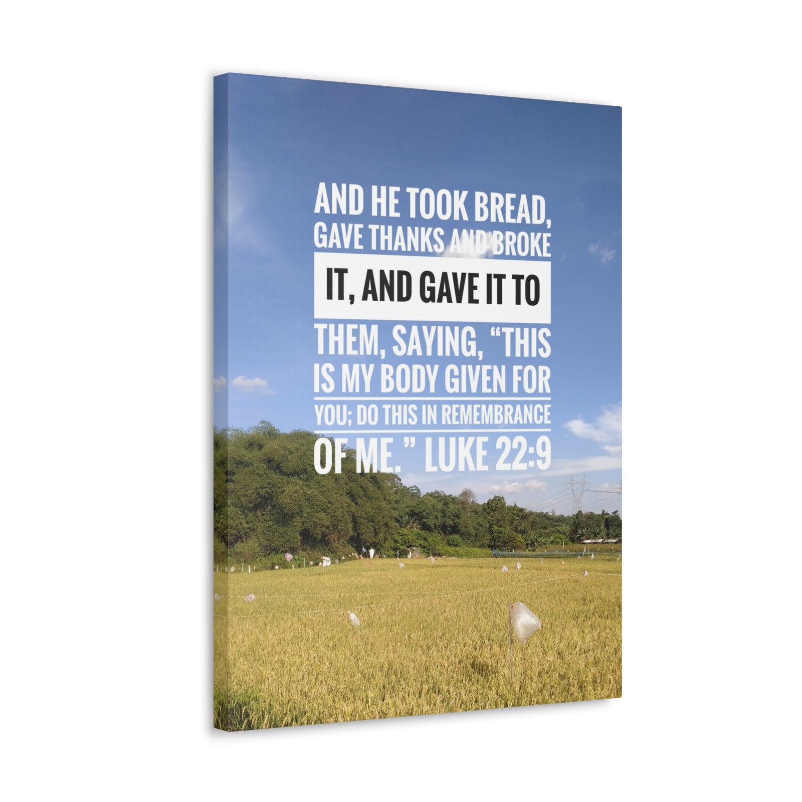 Scripture Canvas Gave Thanks Luke 22:9 Christian Wall Art Bible Verse Print Ready to Hang-Express Your Love Gifts