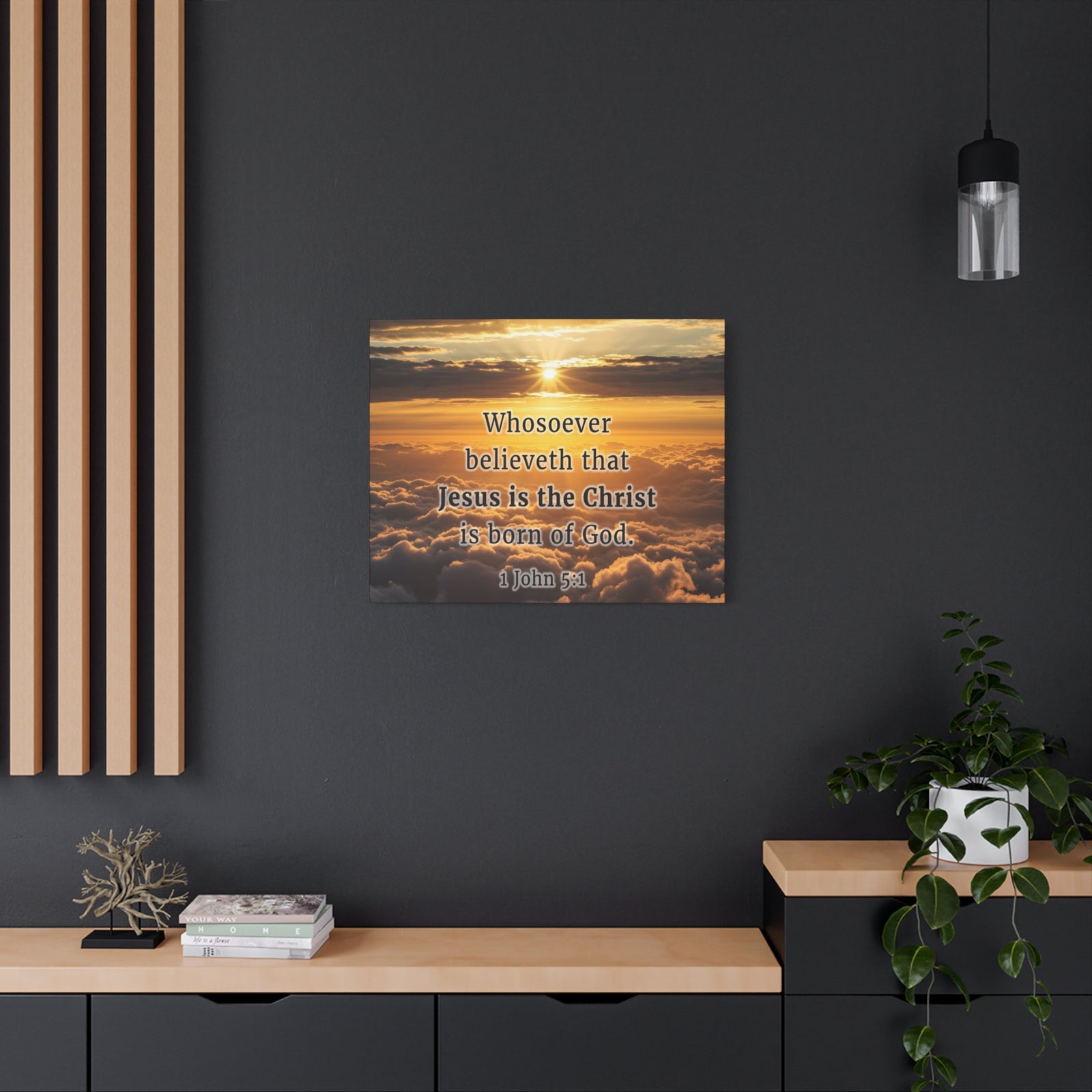 Scripture Walls 1 John 5:1 Born of God Sun Bible Verse Canvas Christian Wall Art Ready to Hang Unframed-Express Your Love Gifts