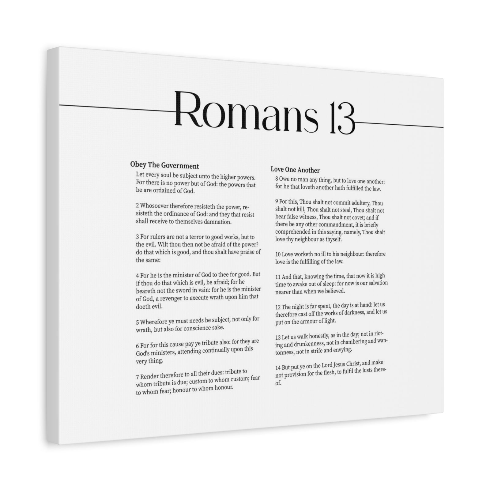 Scripture Canvas Romans 13 Christian Wall Art Print Ready to Hang-Express Your Love Gifts