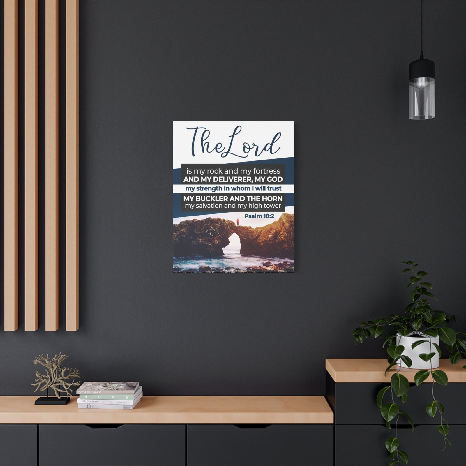 Scripture Canvas The Lord is My Rock Psalm 18:2 KJV Christian Wall Art Bible Verse Print Ready to Hang-Express Your Love Gifts