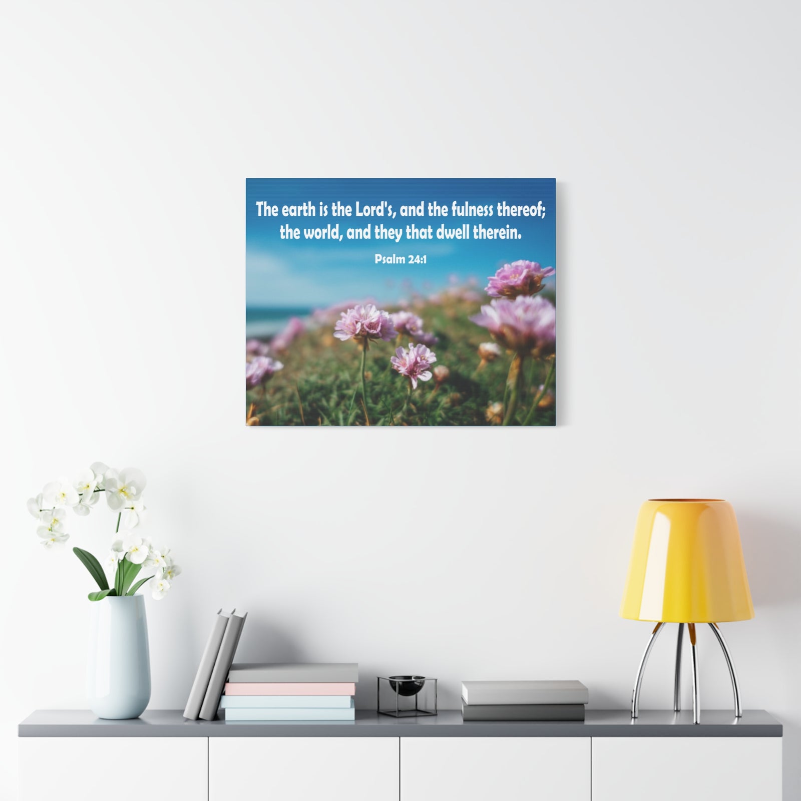 Scripture Walls The Earth is The Lord's Psalm 24:1 Bible Verse Canvas Christian Wall Art Ready to Hang Unframed-Express Your Love Gifts