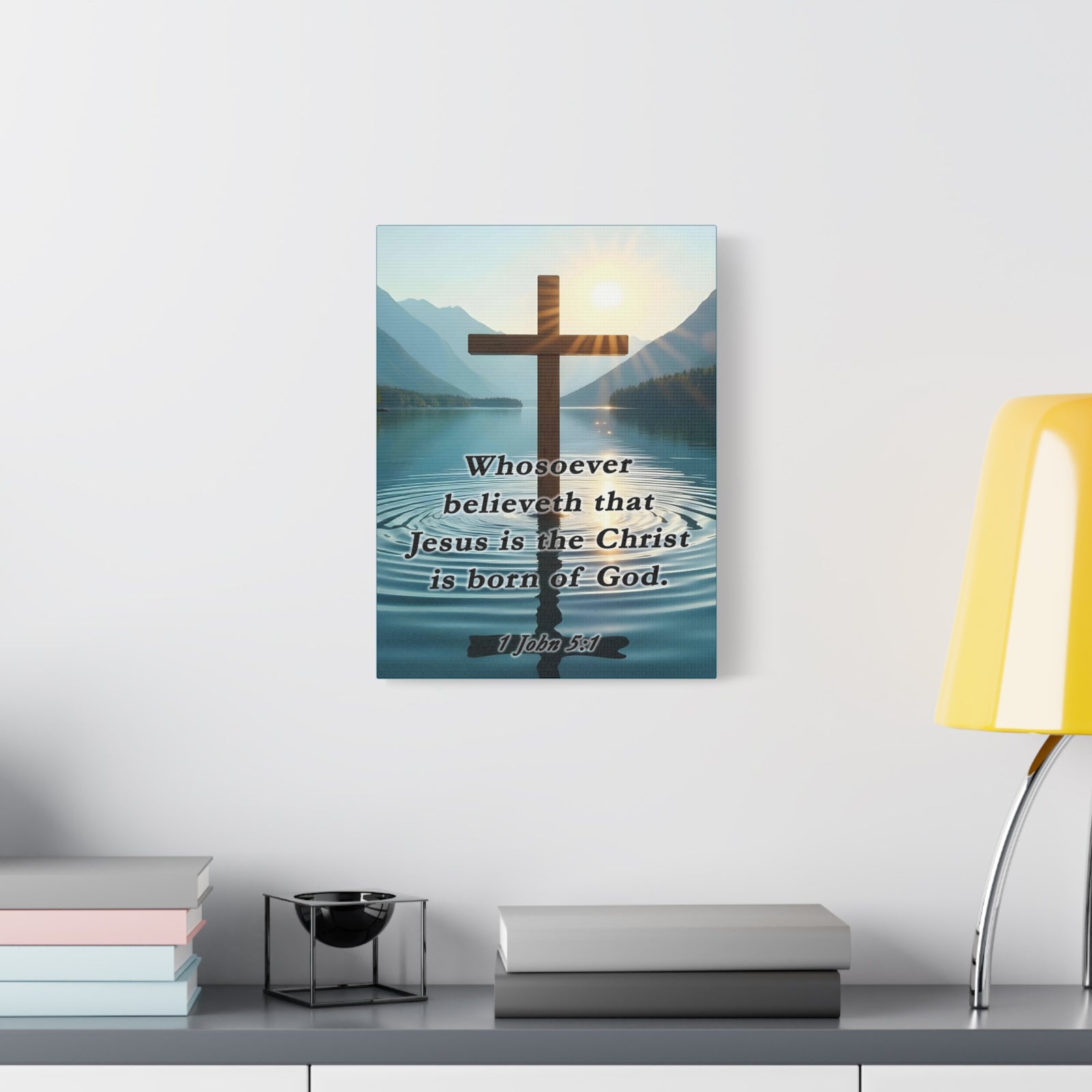 Scripture Walls 1 John 5:1 Jesus is The Christ Bible Verse Canvas Christian Wall Art Ready to Hang Unframed-Express Your Love Gifts