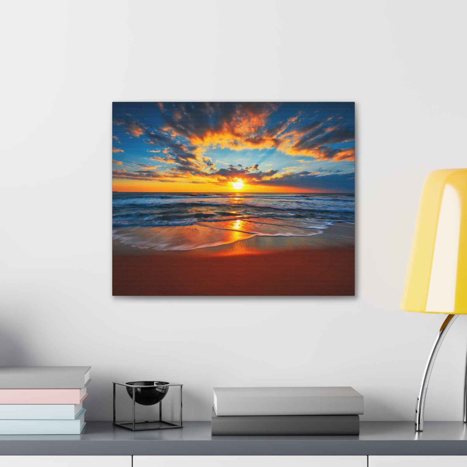Sunrise On The Beach Ocean Canvas Wall Art for Home Decor Ready-to-Hang-Express Your Love Gifts