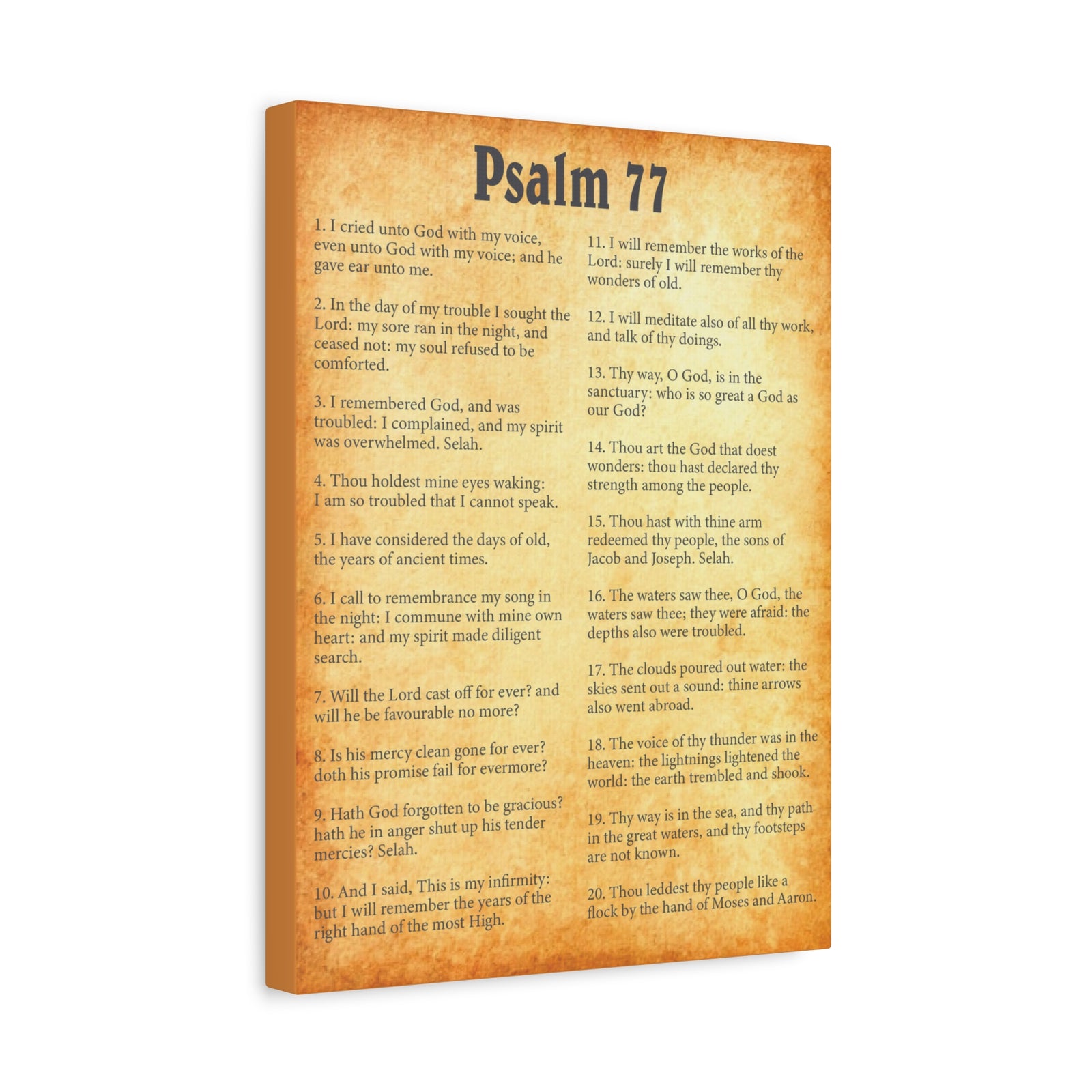 Scripture Walls Psalm 77 Gold Bible Chapter Canvas Christian Wall Art Ready to Hang-Express Your Love Gifts