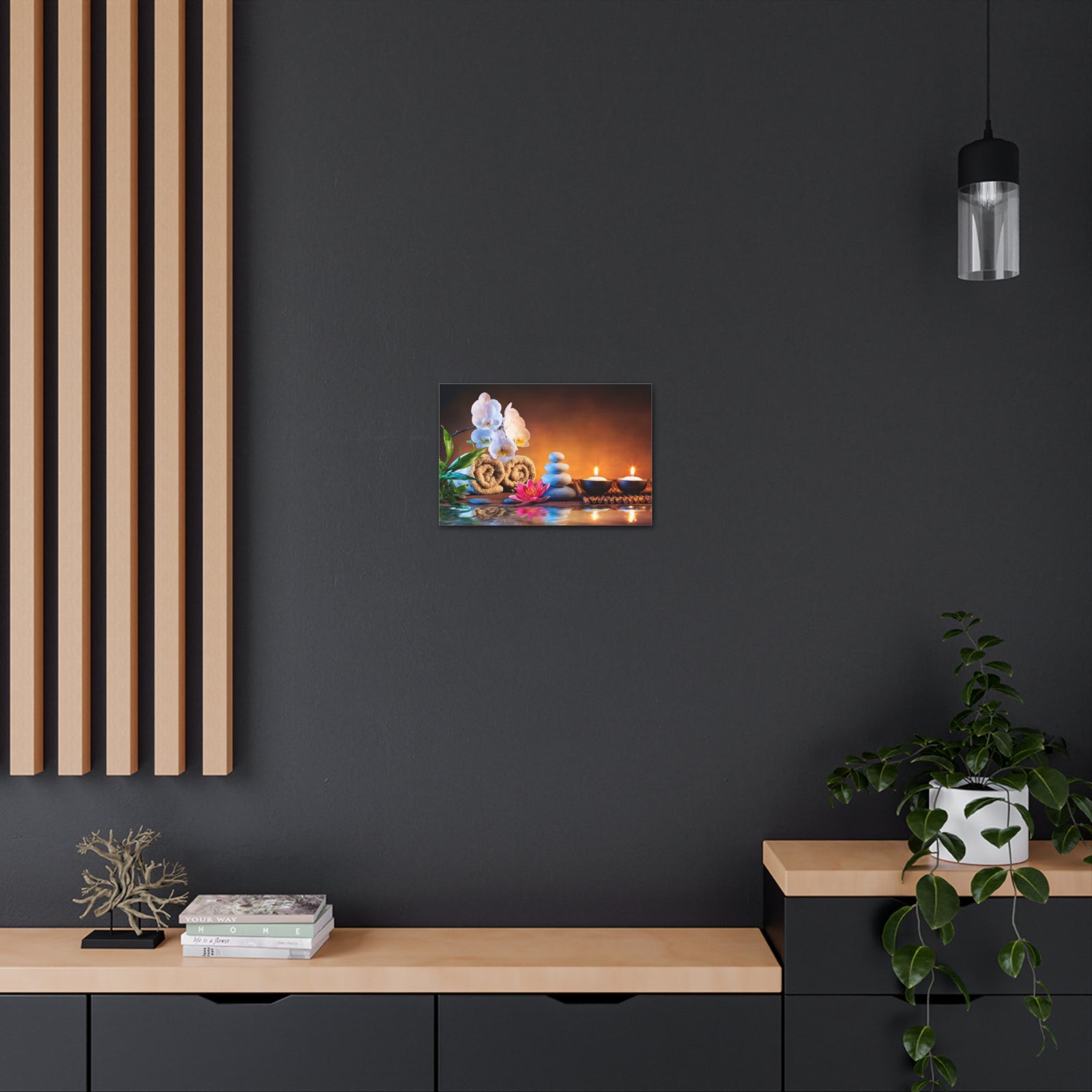 Towels on Bamboo Mat Forest Floral Nature Photography Canvas Wall Art for Home Decor Ready-to-Hang-Express Your Love Gifts