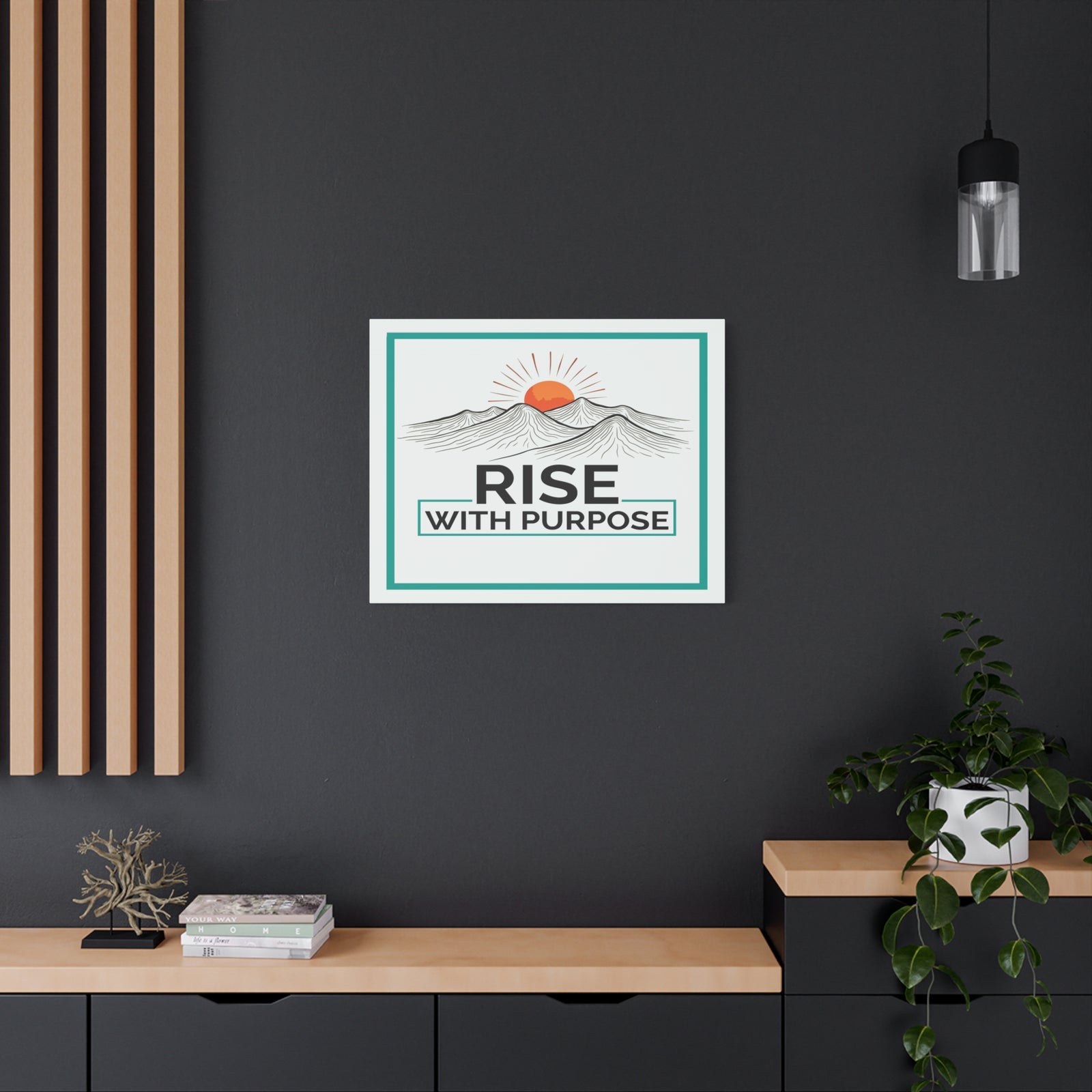 Rise With Purpose Inspirational Motivational Quote Canvas Wall Art for Home Decor Ready-to-Hang-Express Your Love Gifts