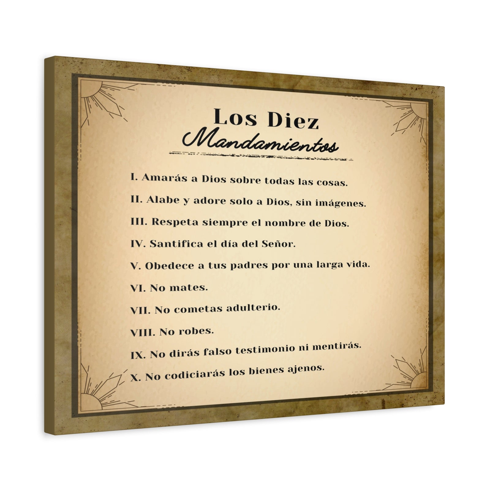 Los Diez Mandamientos 10 Commandments Spanish Christian Wall Art Print Ready to Hang-Express Your Love Gifts