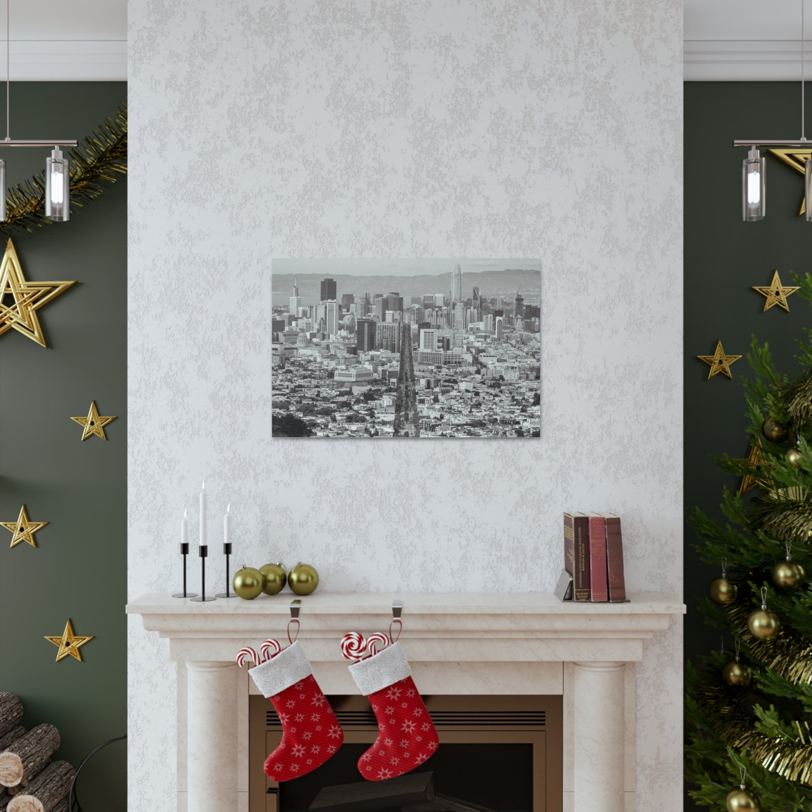 San Francisco Black And White Skyline Canvas Artwork High-Quality Breathtaking Stunning Cityscape for Home Decor Ready to Hang-Express Your Love Gifts