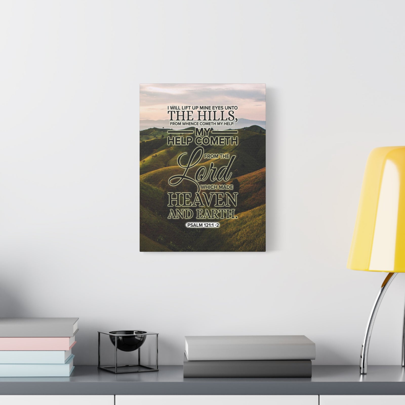Scripture Canvas Heaven and Earth Psalm 121:1-2 KJV Christian Wall Art Bible Verse Print Ready to Hang-Express Your Love Gifts