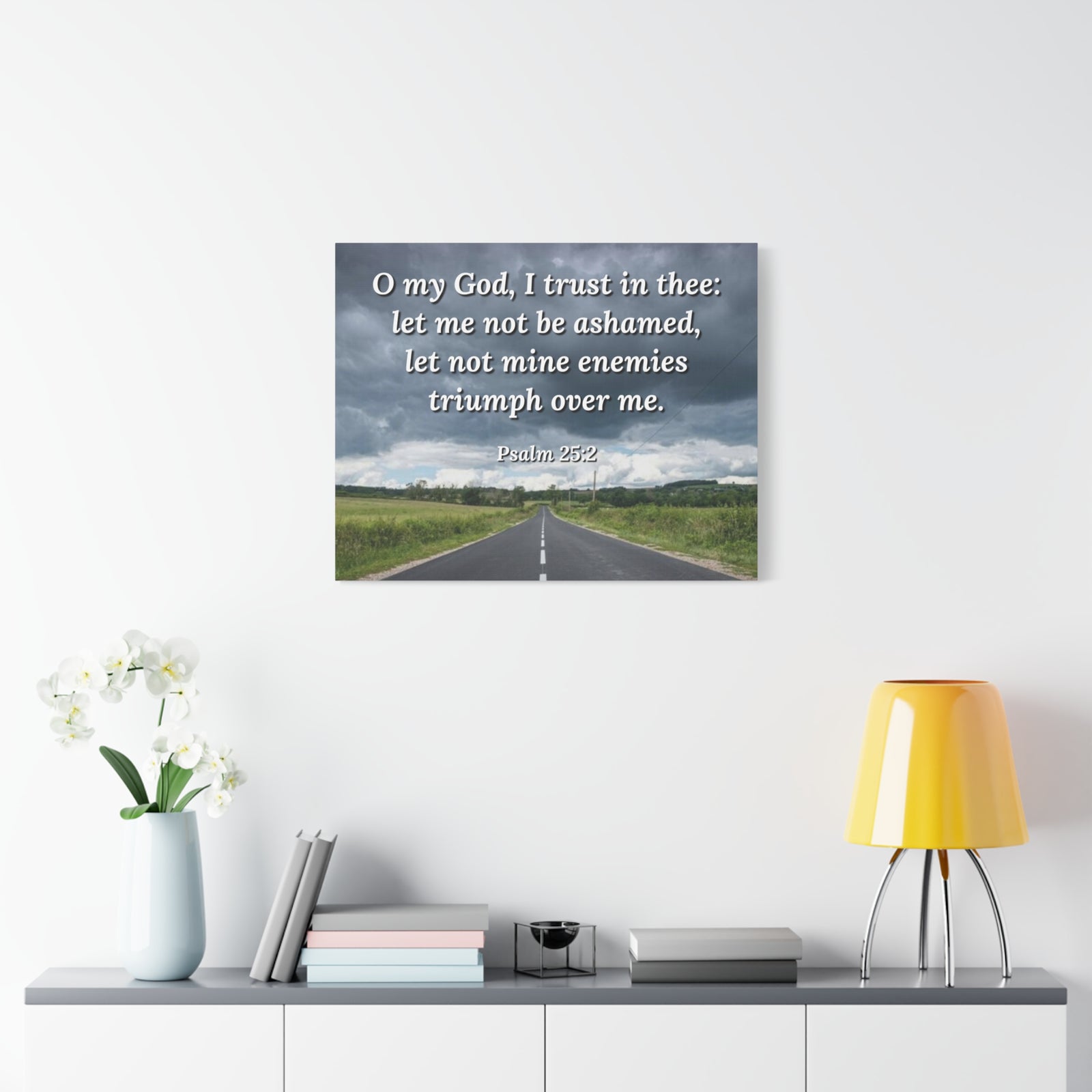 Scripture Canvas Triumph Psalm 25:2 Christian Wall Art Bible Verse Print Ready to Hang-Express Your Love Gifts