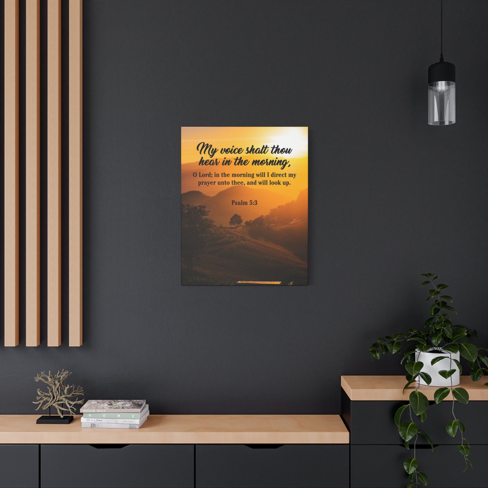 Bible Verse Canvas Morning Prayer Psalm 5:3 Christian Home Decor Scripture Art-Express Your Love Gifts