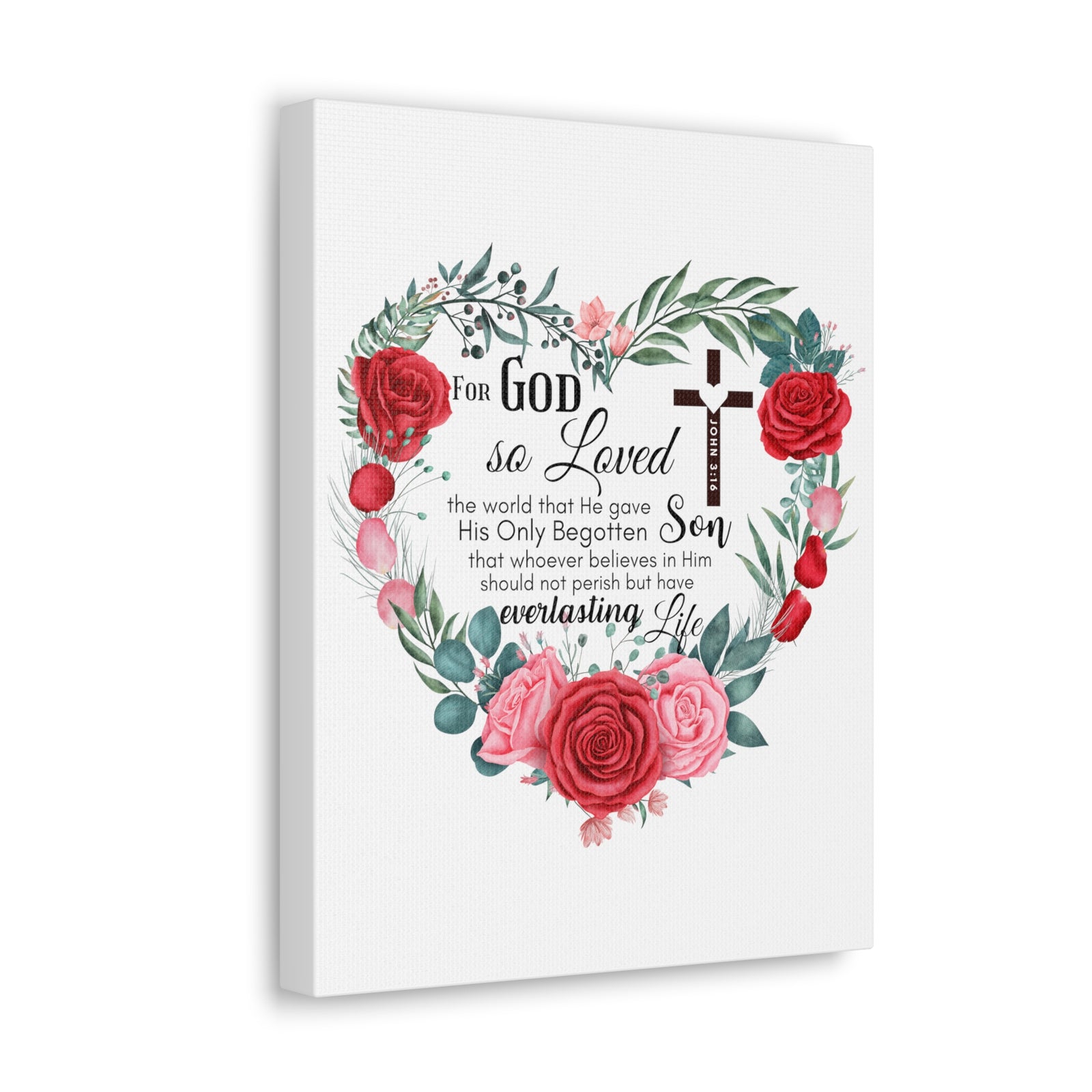 Scripture Walls John 3:16 Everlasting Life Bible Verse Canvas Christian Wall Art Ready to Hang Unframed-Express Your Love Gifts