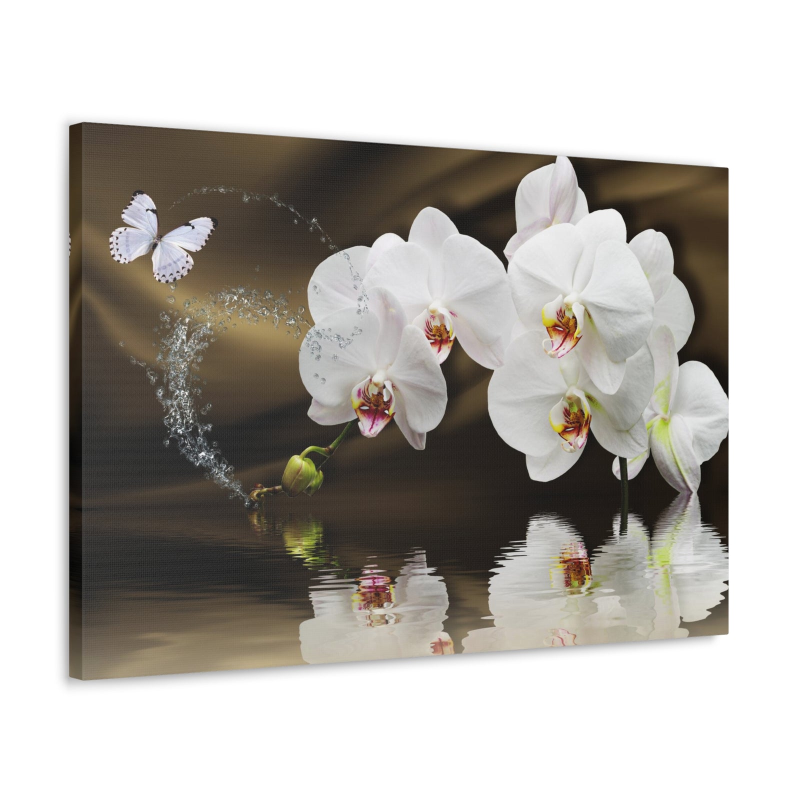 Orchids Reflected in Water Flower Canvas Wall Art for Home Decor Ready-to-Hang-Express Your Love Gifts