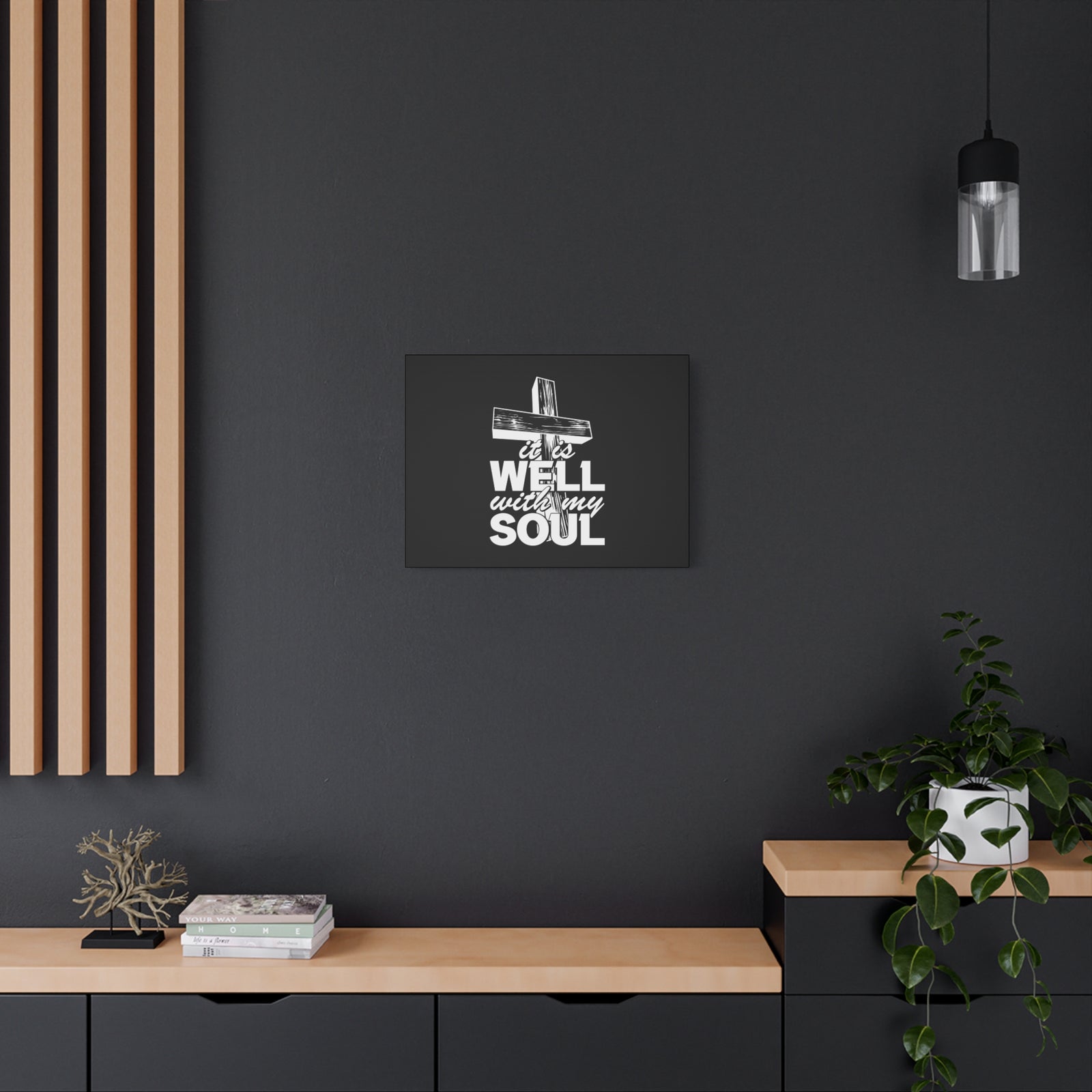 Scripture Canvas Well With My Soul Psalm 42:7 Cross Christian Wall Art Bible Verse Print Ready to Hang-Express Your Love Gifts