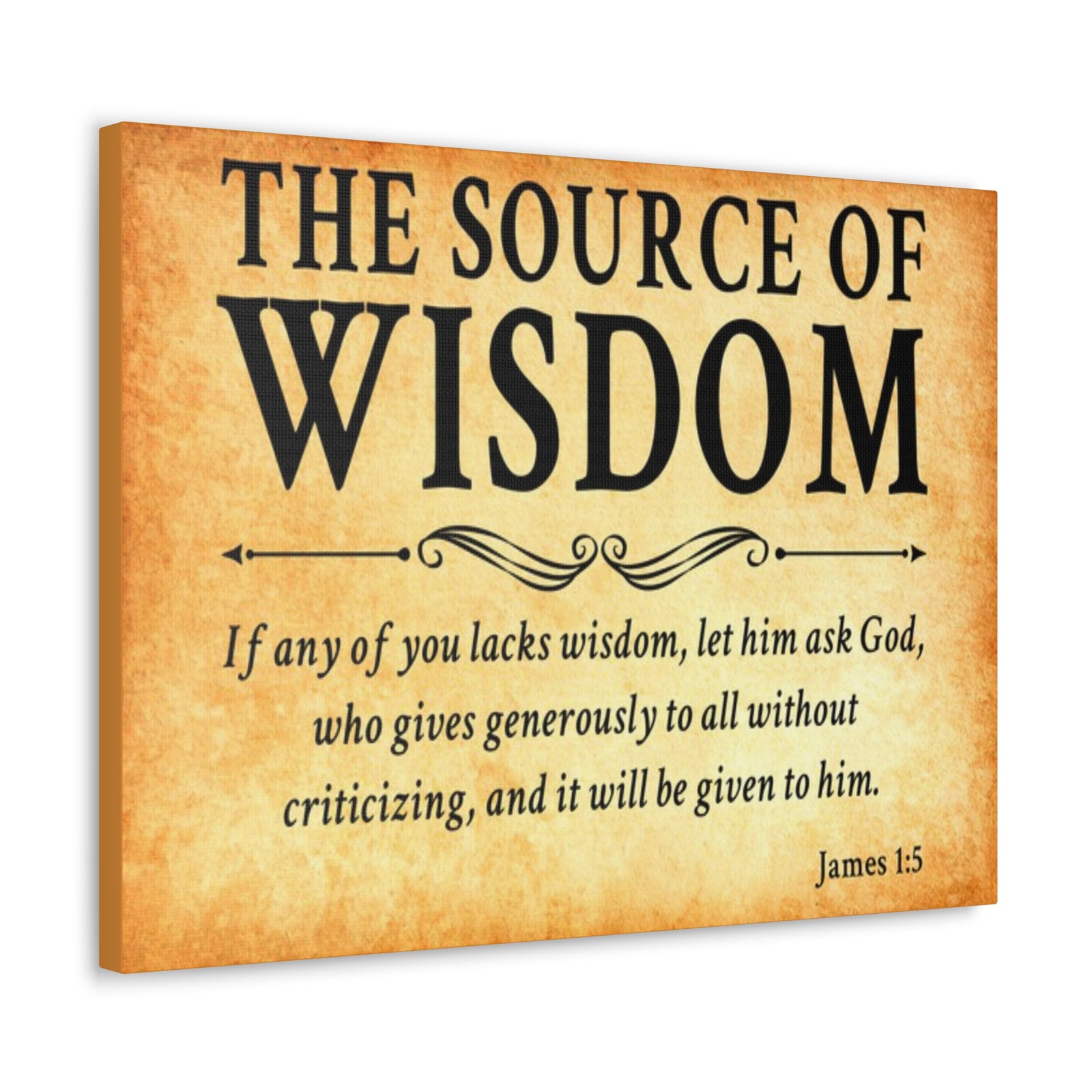 Scripture Walls James 1:5 The Source of Wisdom Gold Bible Verse Canvas Christian Wall Art Ready to Hang Unframed-Express Your Love Gifts