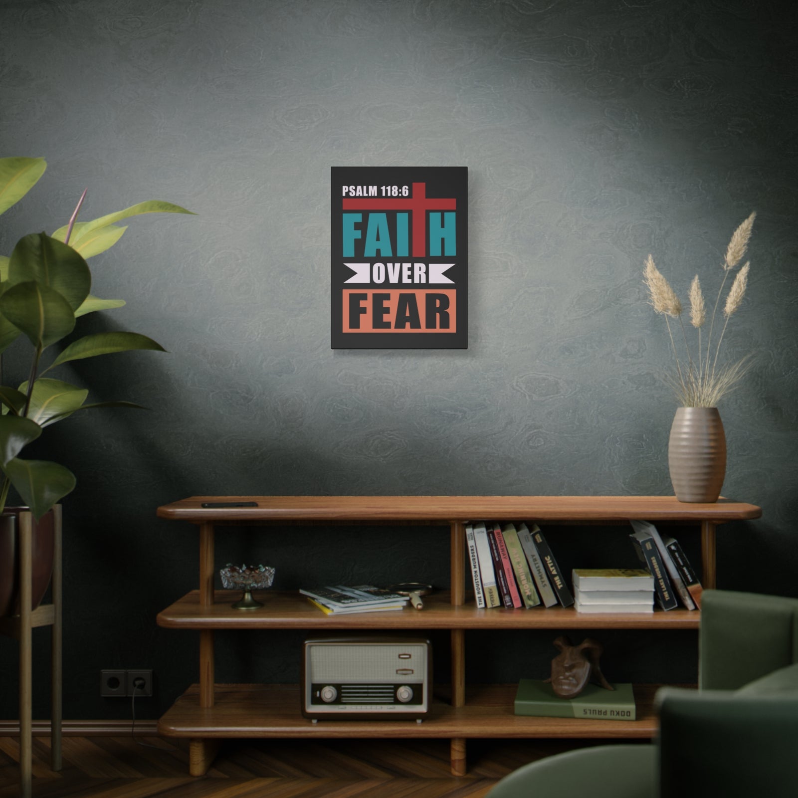 Scripture Walls Faith Over Fear Psalm 118:6 Bible Verse Canvas Christian Wall Art Ready To Hang-Express Your Love Gifts
